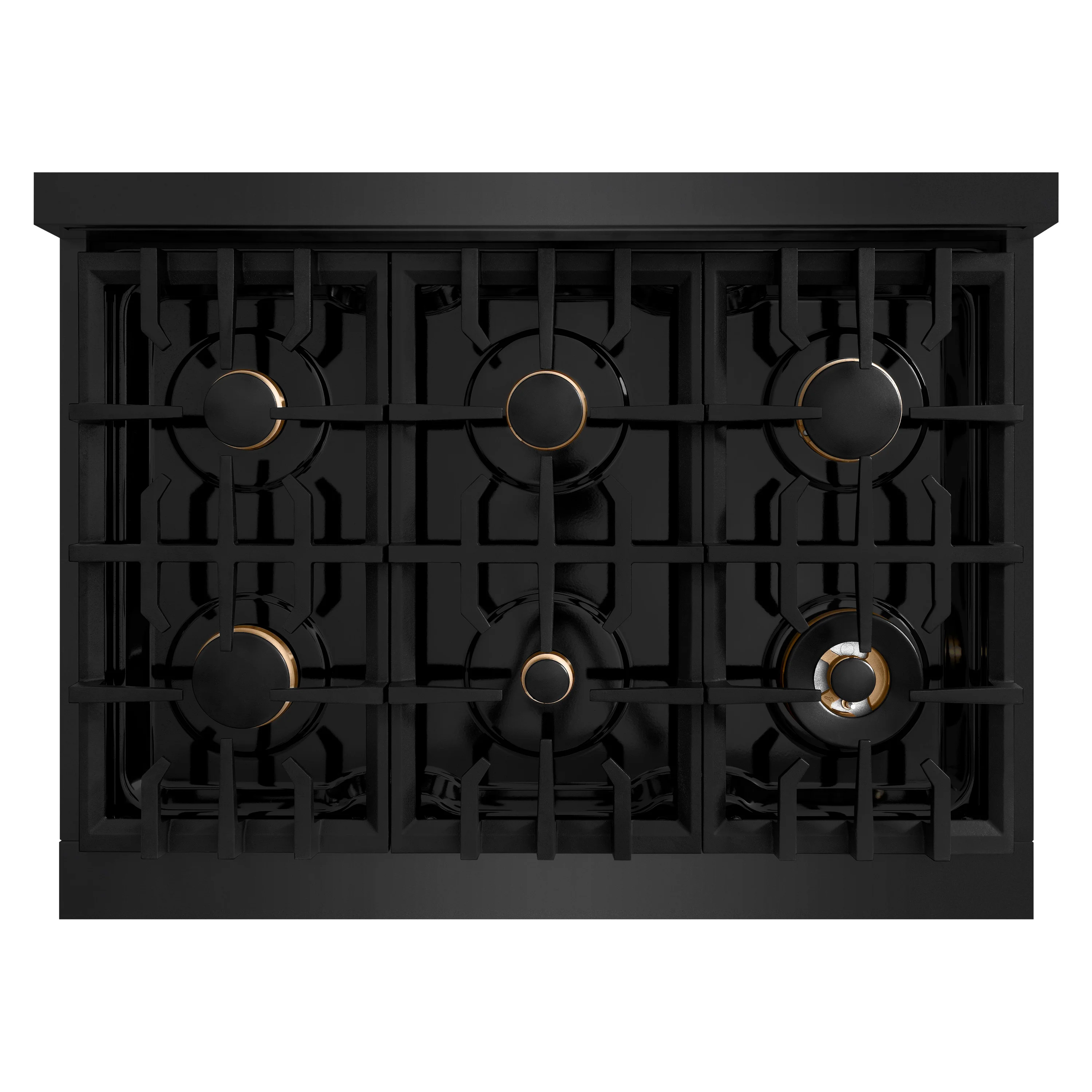 ZLINE Autograph Edition 36 in. 5.2 cu. ft. Classic Gas Range with 6 Burner Cooktop and Convection Gas Oven in Black Stainless Steel and Polished Gold Accents (CGRBZ-36-G) - Image 9
