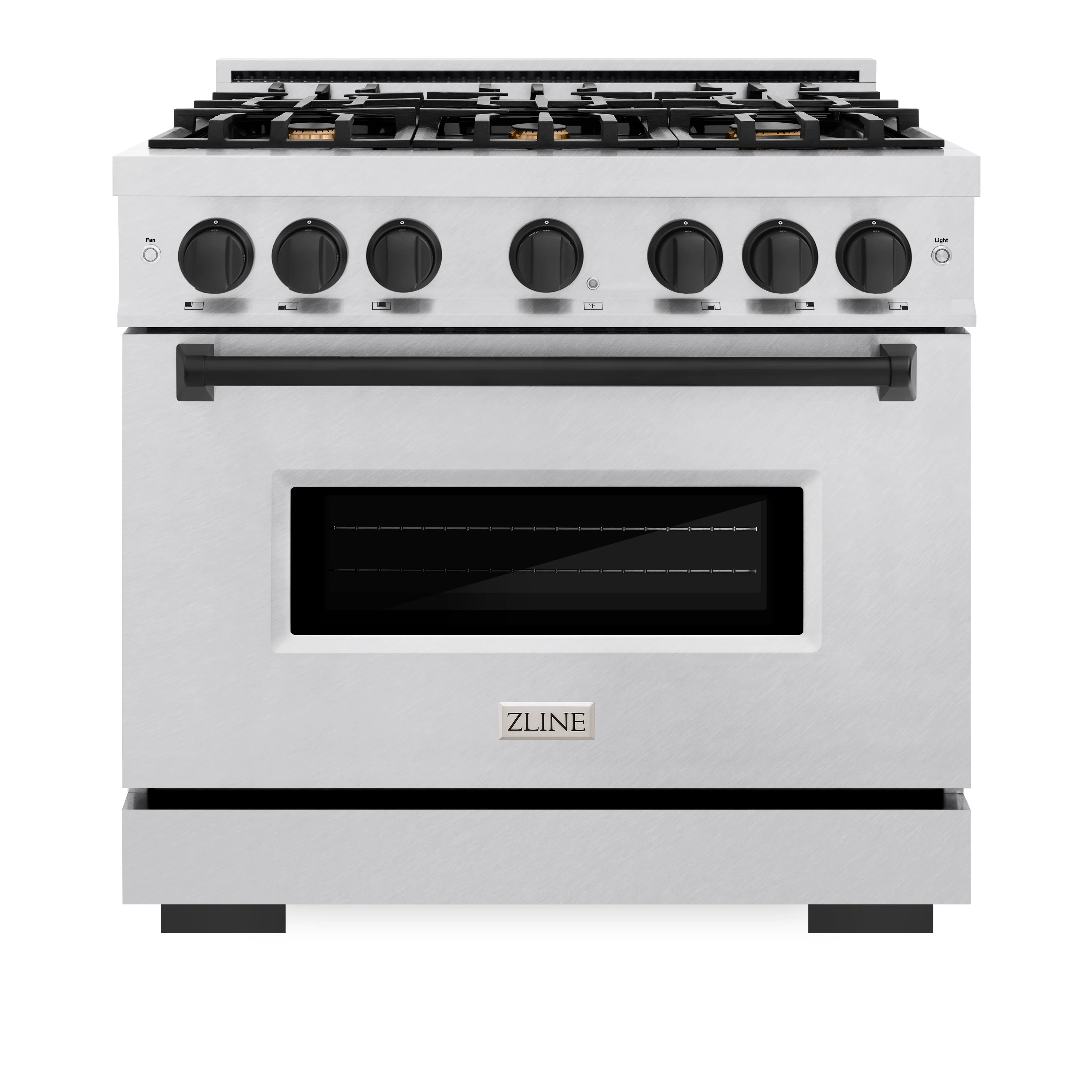 ZLINE Autograph Edition 36 in. 5.2 cu. ft. Classic Gas Range with 6 Burner Cooktop and Convection Gas Oven in Satin Stainless Steel and Matte Black Accents (CGRSZ-36-MB) - Image 3