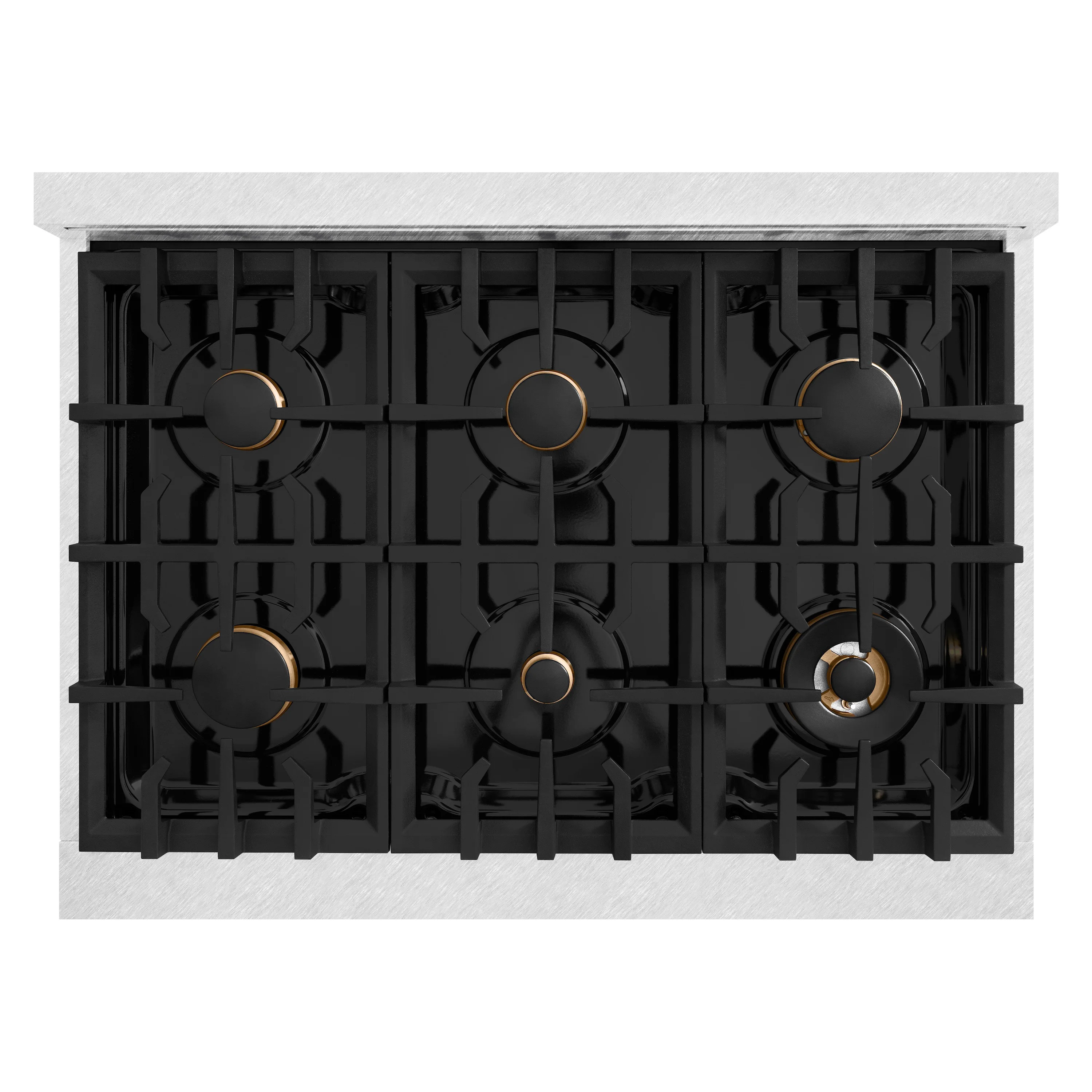 ZLINE Autograph Edition 36 in. 5.2 cu. ft. Classic Gas Range with 6 Burner Cooktop and Convection Gas Oven in Satin Stainless Steel with White Matte Door and Matte Black Accents (CGRSZ-WM-36-MB) - Image 9