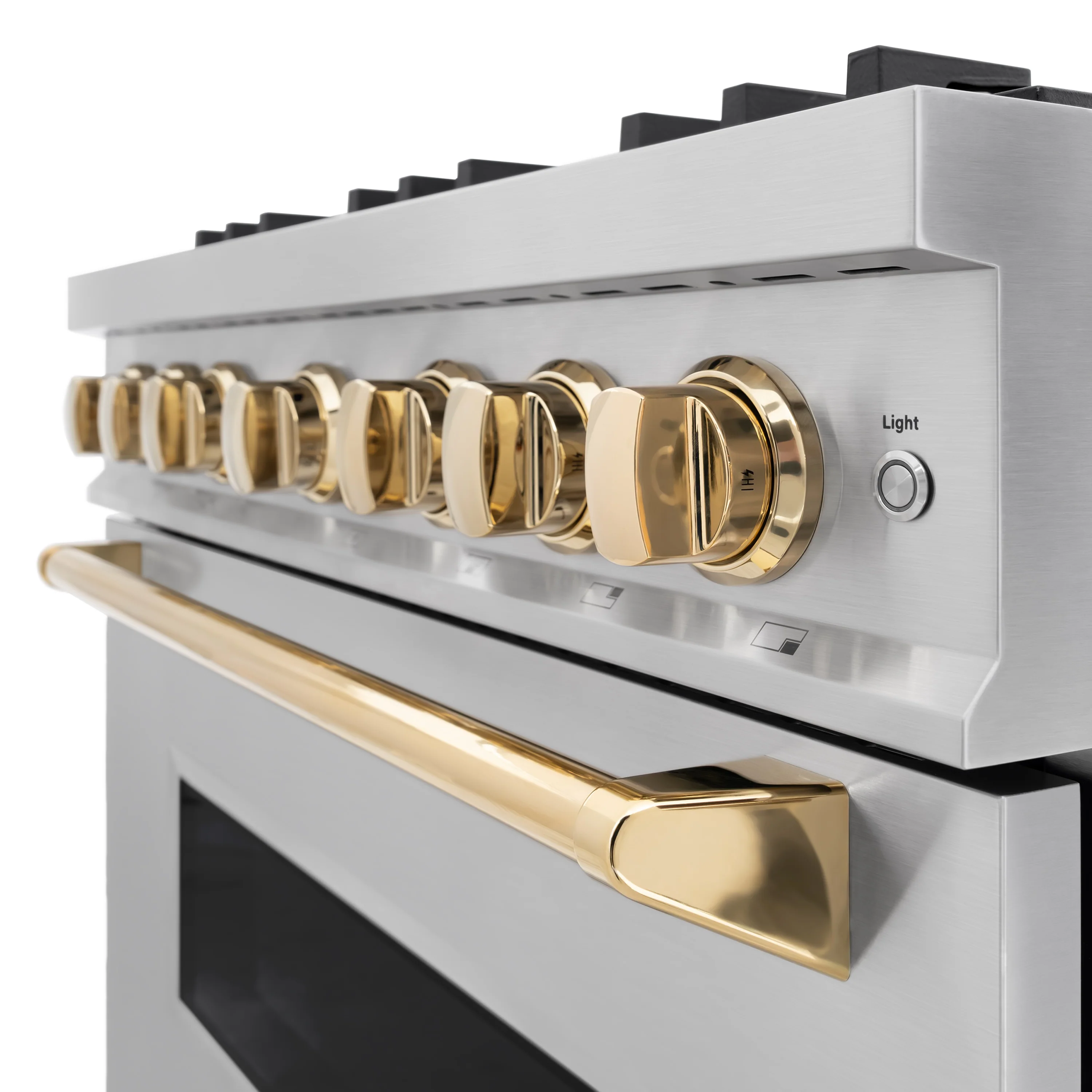 ZLINE Autograph Edition 36 in. 5.2 cu. ft. Classic Gas Range with 6 Burner Cooktop and Convection Gas Oven in Stainless Steel and Polished Gold Accents (CGRZ-36-G) - Image 7