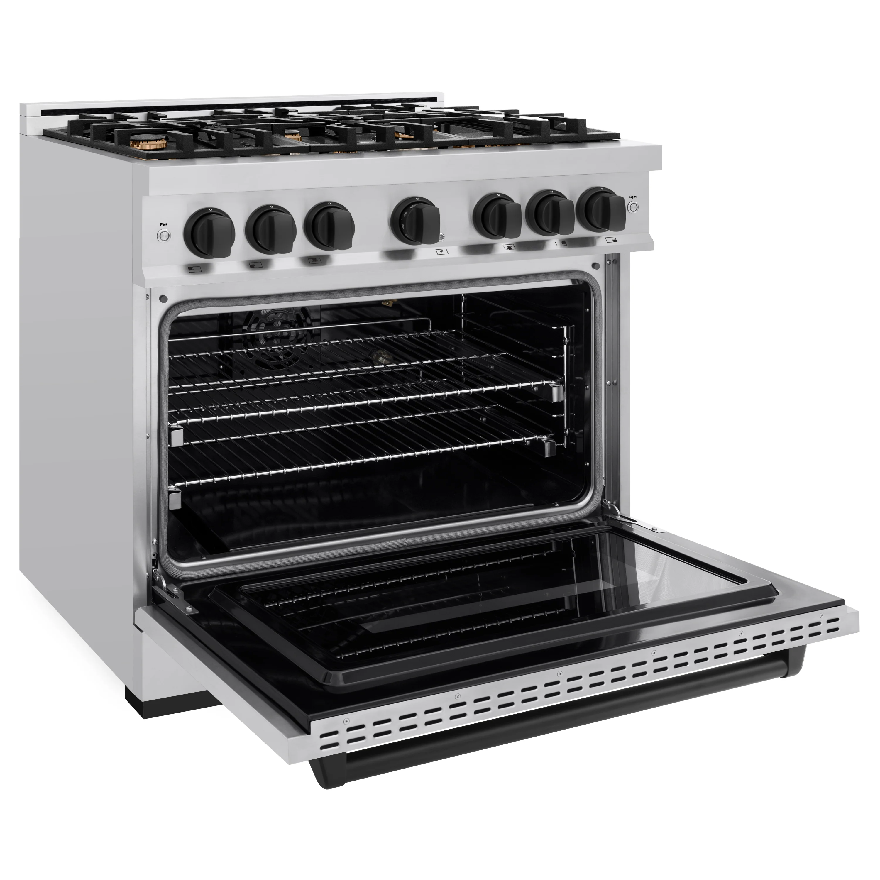 ZLINE Autograph Edition 36 in. 5.2 cu. ft. Classic Gas Range with 6 Burner Cooktop and Convection Gas Oven in Stainless Steel and Matte Black Accents (CGRZ-36-MB) - Image 6