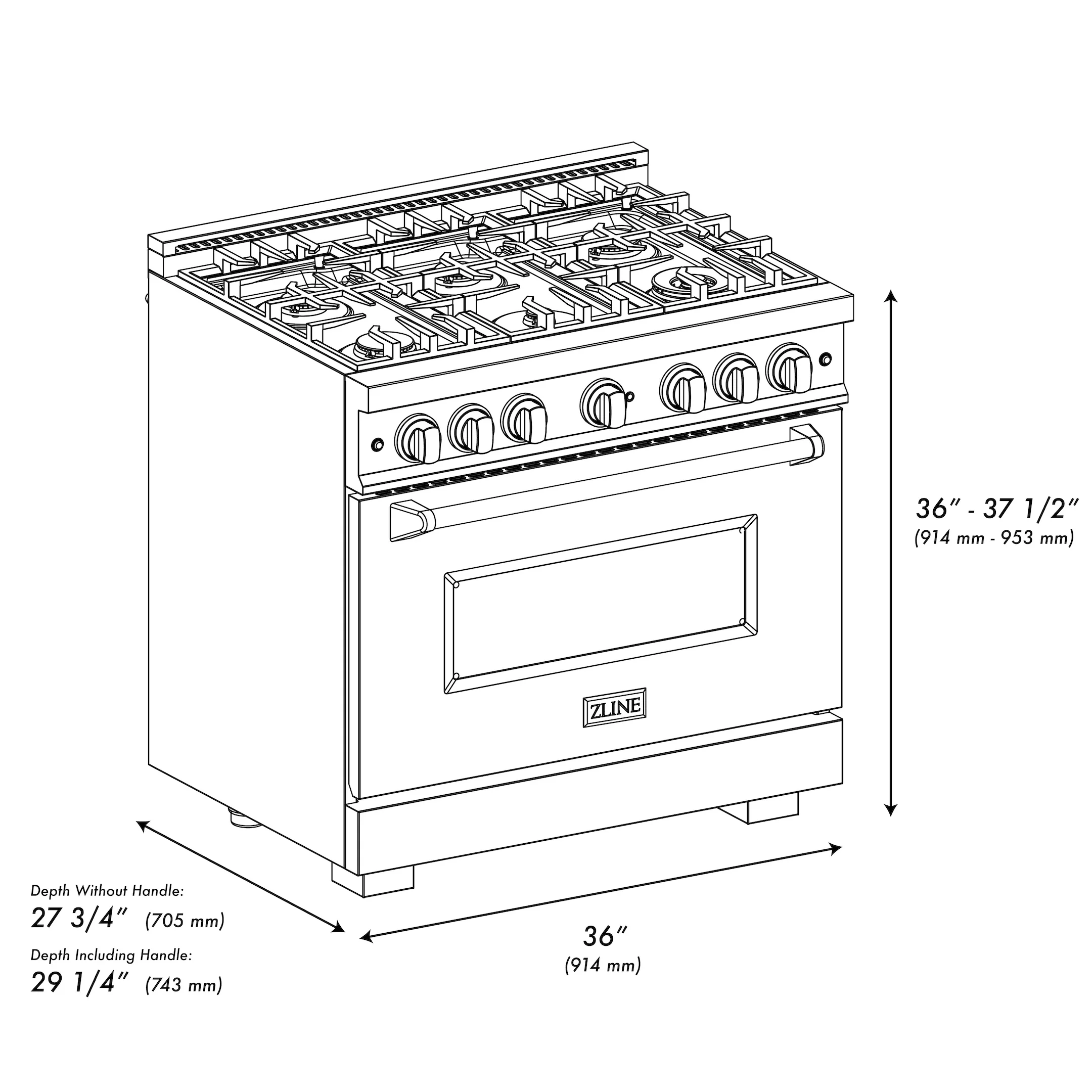 ZLINE Autograph Edition 36 in. 5.2 cu. ft. Classic Gas Range with 6 Burner Cooktop and Convection Gas Oven in Stainless Steel with White Matte Door and Polished Gold Accents (CGRZ-WM-36-G) - Image 12