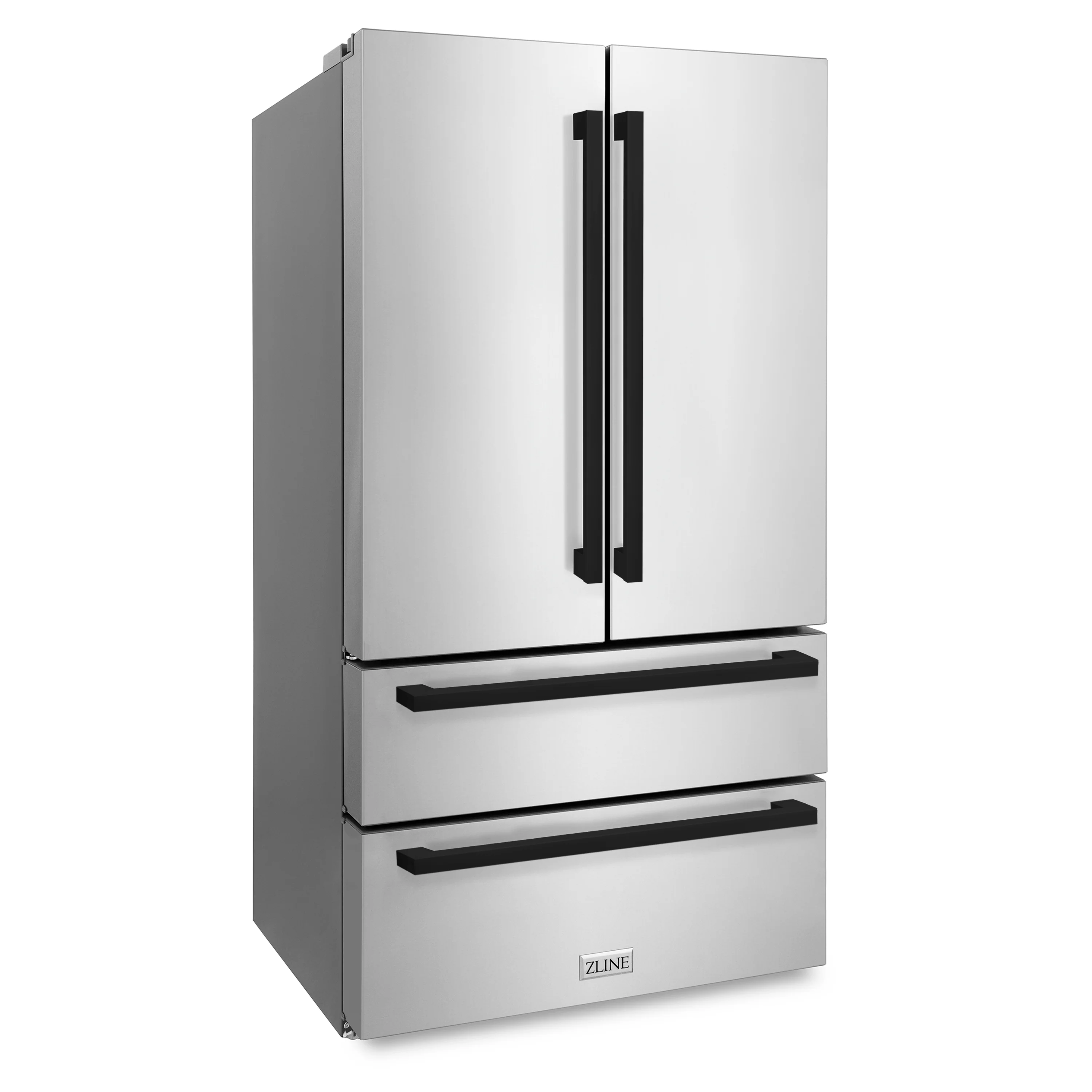 ZLINE Autograph Edition 36 in. 22.5 cu. ft. Counter-Depth French Door Refrigerator with Ice Maker in Fingerprint-Resistant Stainless Steel with Matte Black Modern Handles (RFMZ-36-FMB) - Image 3