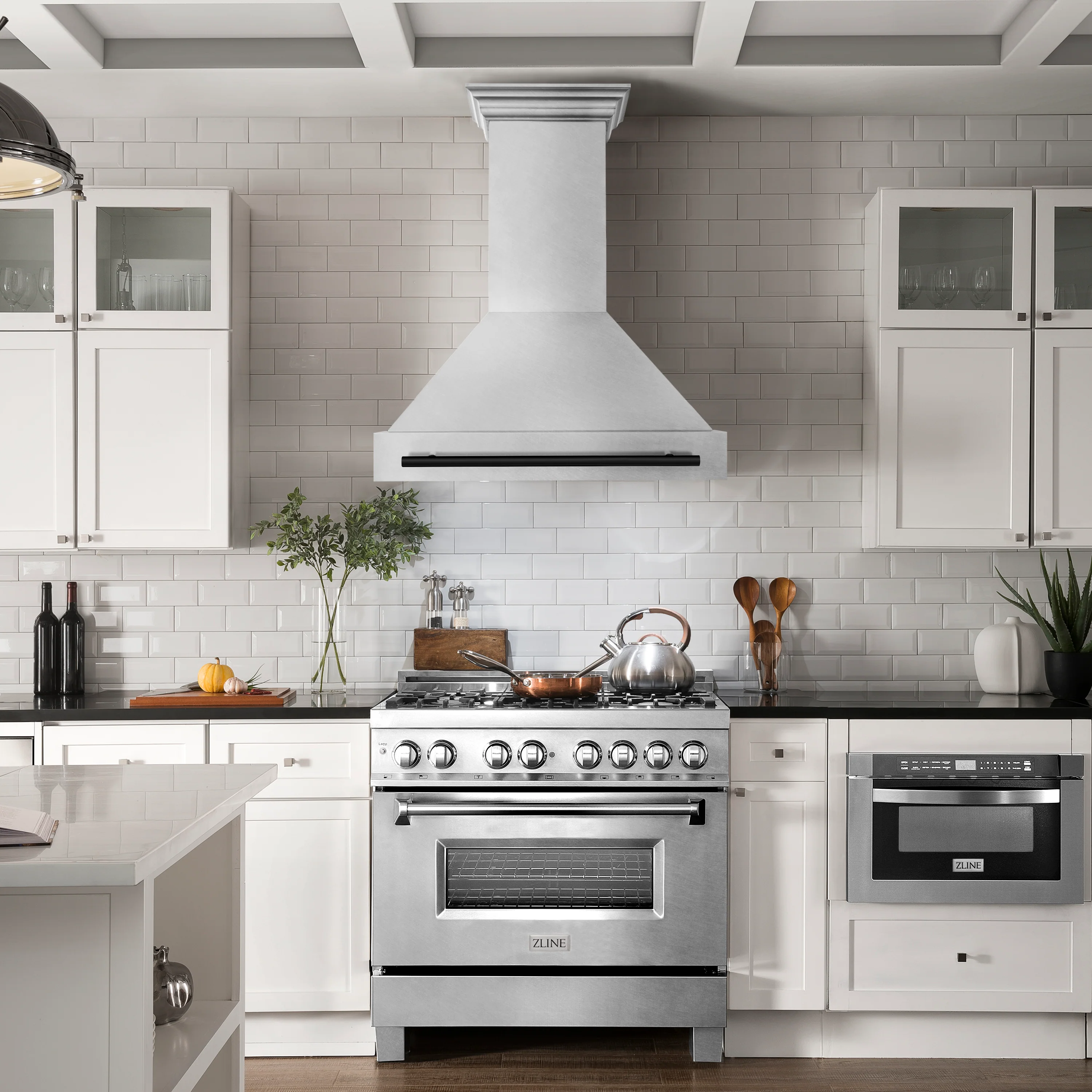 ZLINE Autograph Edition 36" Fingerprint Resistant Stainless Steel Range Hood with Matte Black Handle (8654SNZ-36-MB) - Image 2