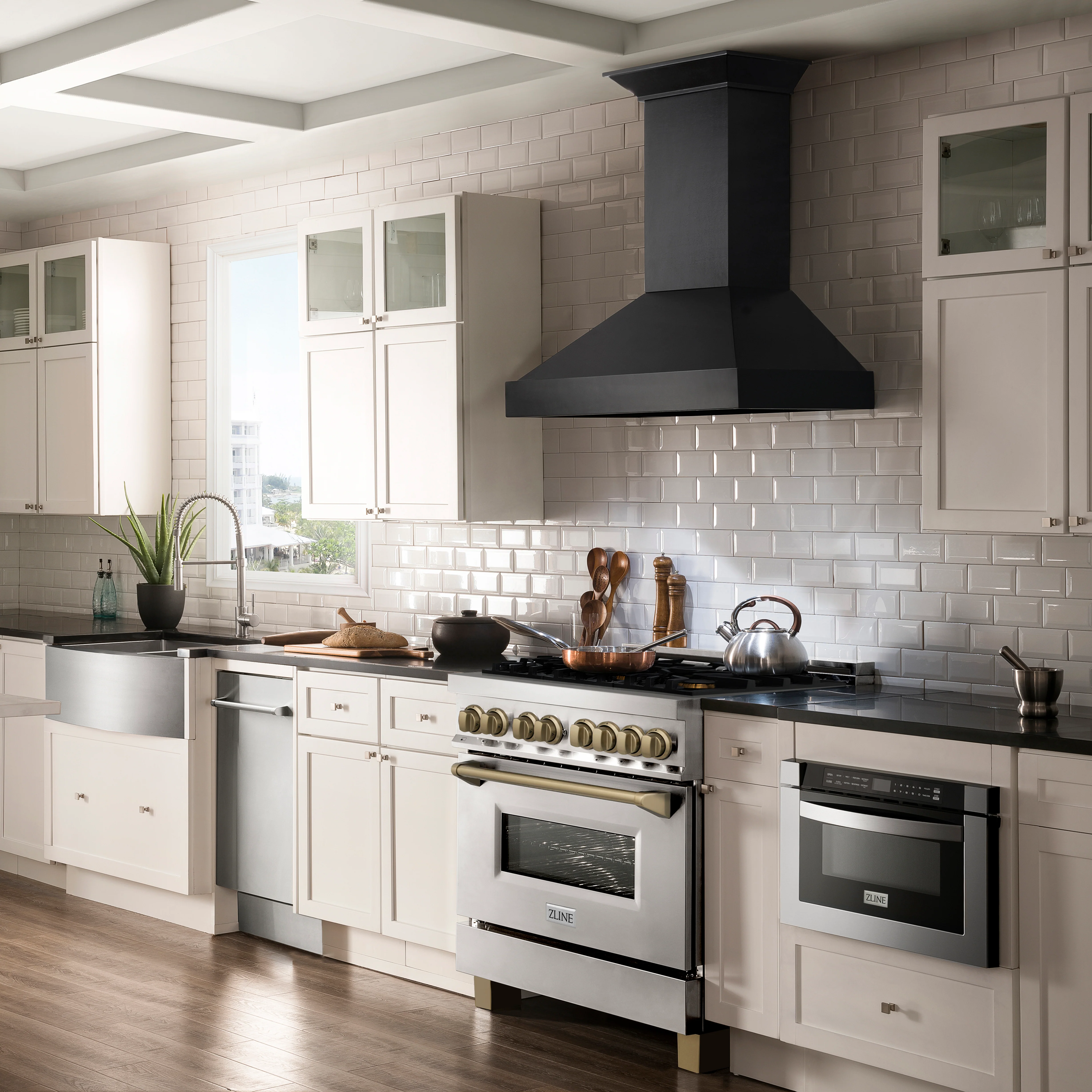 ZLINE Autograph Edition 36 in. 4.6 cu. ft. Legacy Dual Fuel Range with 6 Burner Gas Cooktop and Electric Convection Oven in Stainless Steel and Champagne Bronze Accents, Open Box-Great Condition - Image 26
