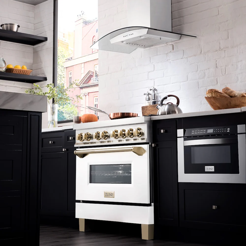 ZLINE Autograph Edition 36 in. 4.6 cu. ft. Legacy Dual Fuel Range with 6 Burner Gas Cooktop and Electric Convection Oven in Stainless Steel with White Matte Door and Polished Gold Accents, Open Box-Great Condition - Image 19