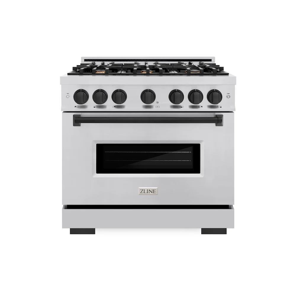 ZLINE Autograph Edition 36 in. 5.2 cu. ft. Classic Gas Range with 6 Burner Cooktop and Convection Gas Oven in Stainless Steel and Matte Black Accents, Open Box-Great Condition - Image 3
