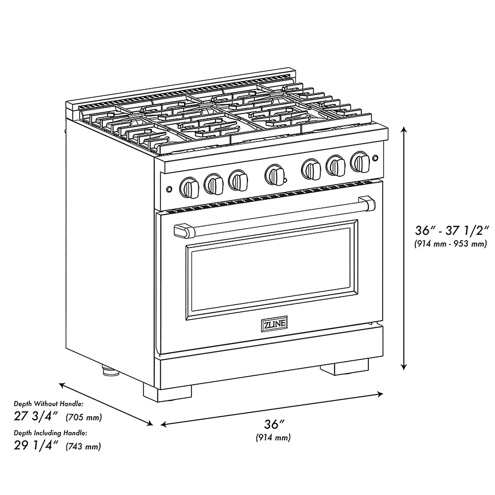 ZLINE Autograph Edition 36 in. 5.2 cu. ft. Paramount Dual Fuel Range with 6 Burner DuoPro™ Cooktop and Electric Convection Oven in Stainless Steel and Polished Gold Accents, Open Box-Great Condition - Image 13