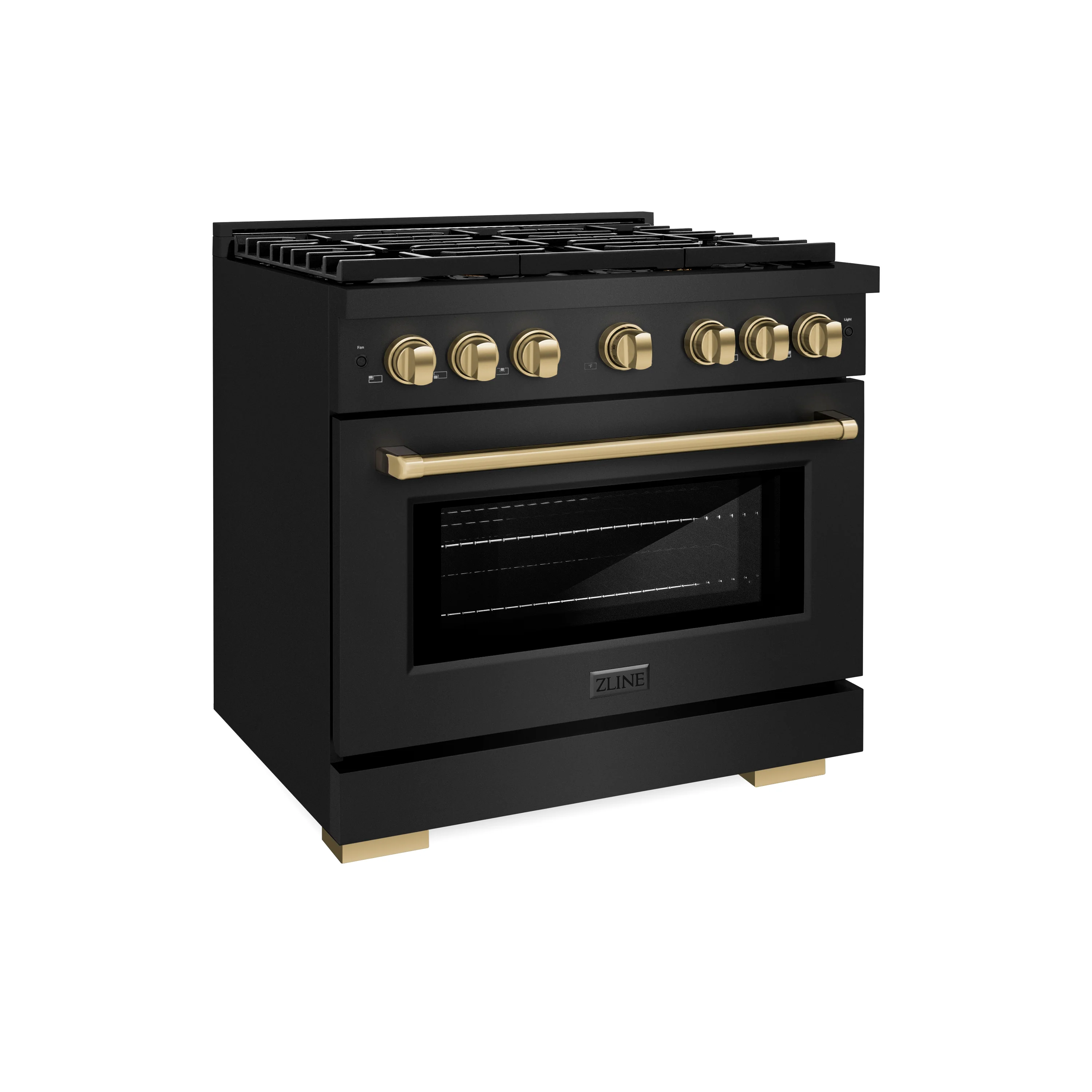 ZLINE Autograph Edition 36 in. 5.2 cu. ft. Paramount Dual Fuel Range with 6 Burner Gas Cooktop and Electric Convection Oven in Black Stainless Steel with Champagne Bronze Accents, Open Box-Great Condition