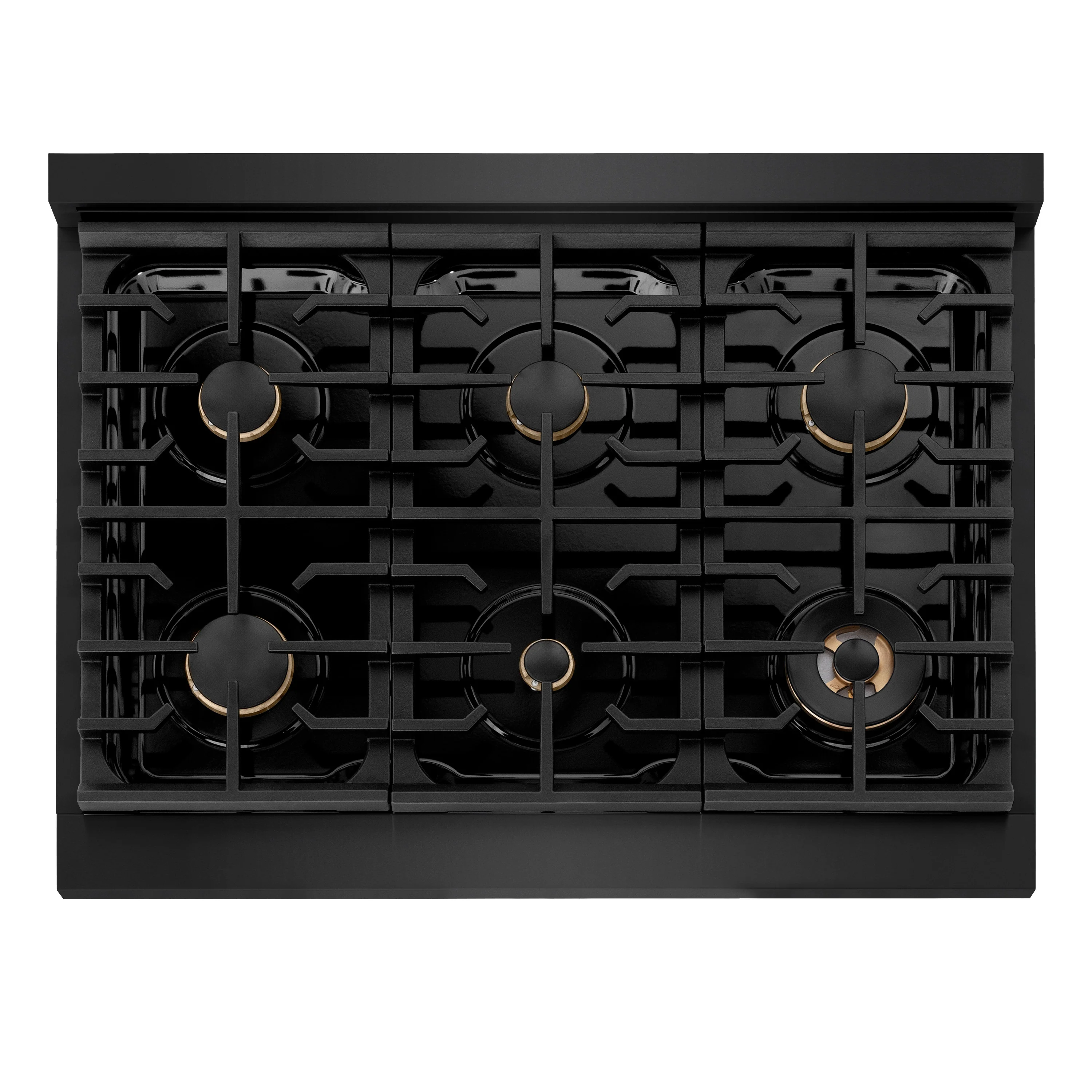 ZLINE Autograph Edition 36 in. 5.2 cu. ft. Paramount Dual Fuel Range with 6 Burner Gas Cooktop and Electric Convection Oven in Black Stainless Steel with Champagne Bronze Accents, Open Box-Great Condition - Image 2