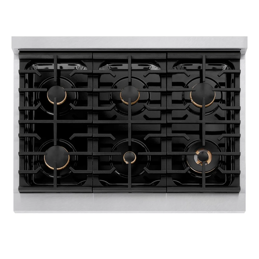 ZLINE Autograph Edition 36 in. 5.2 cu. ft. Paramount Dual Fuel Range with 6 Burner Gas Cooktop and Electric Convection Oven in Satin Stainless Steel with Matte Black Accents, Open Box-Great Condition - Image 2