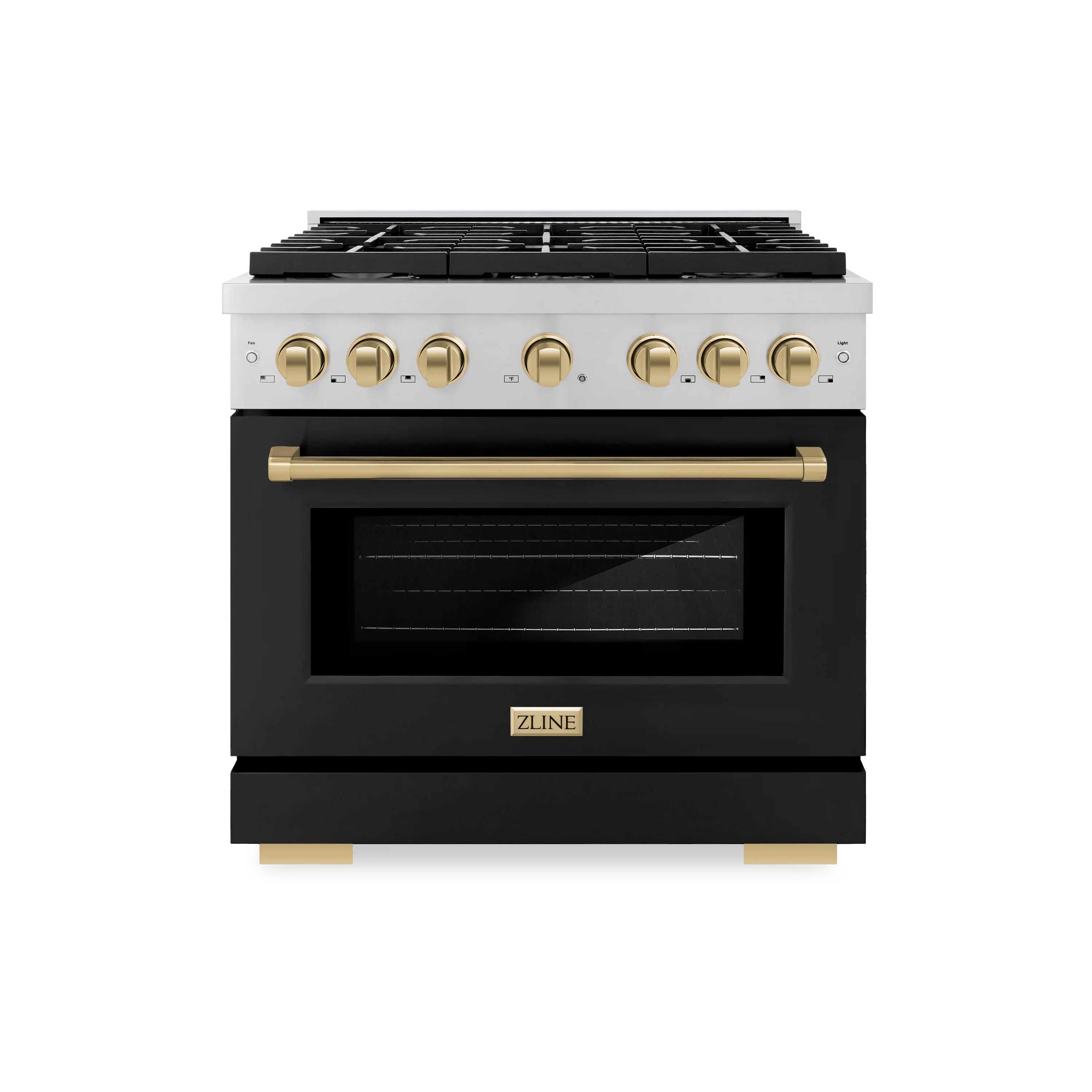ZLINE Autograph Edition 36 in. 5.2 cu. ft. Paramount Dual Fuel Range with 6 Burner Gas Cooktop and Electric Convection Oven in Stainless Steel with Black Matte Door and Champagne Bronze Accents, Open Box-Great Condition - Image 3