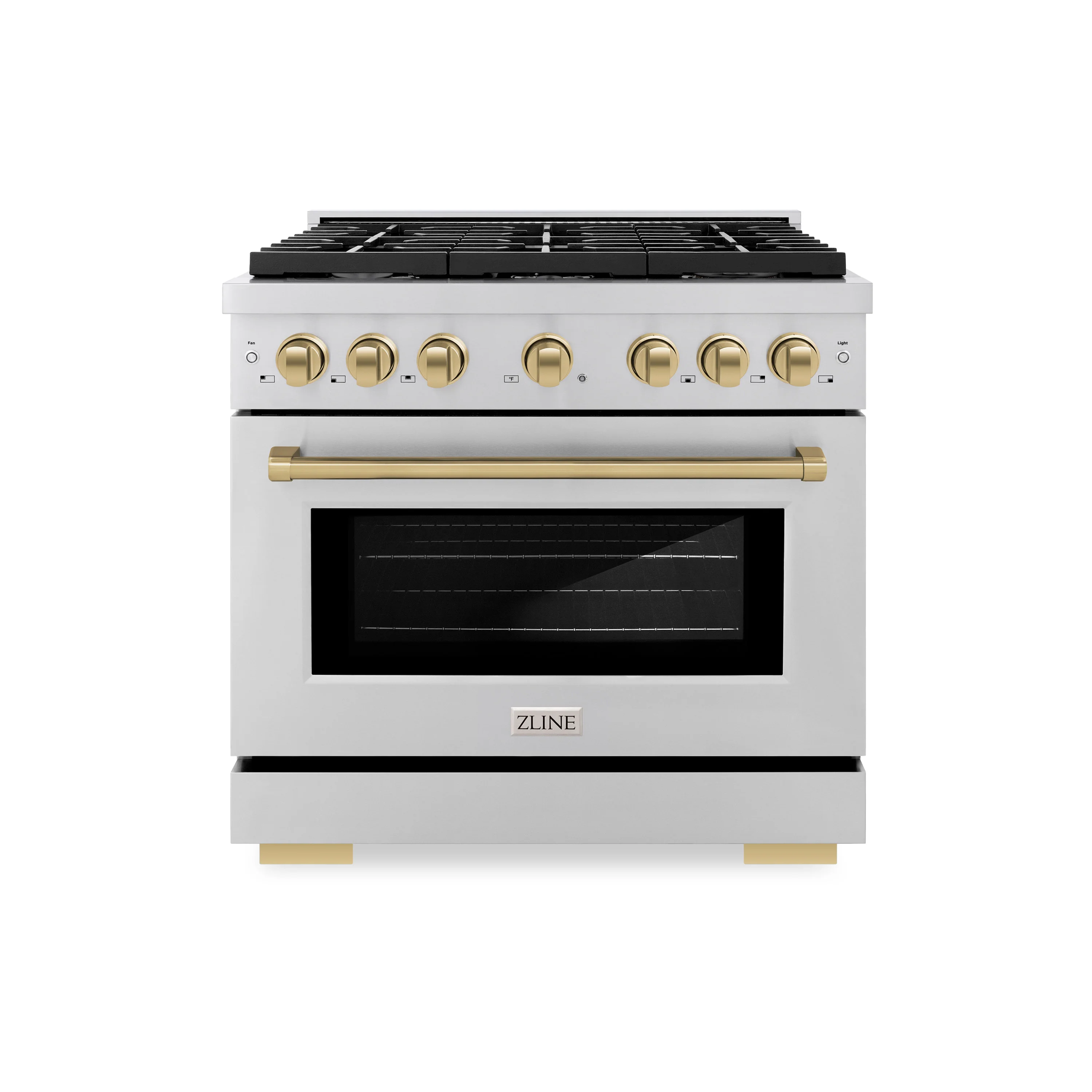 ZLINE Autograph Edition 36 in. 5.2 cu. ft. Paramount Dual Fuel Range with 6 Burner Gas Cooktop and Electric Convection Oven in Stainless Steel with Champagne Bronze Accents, Open Box-Great Condition - Image 3