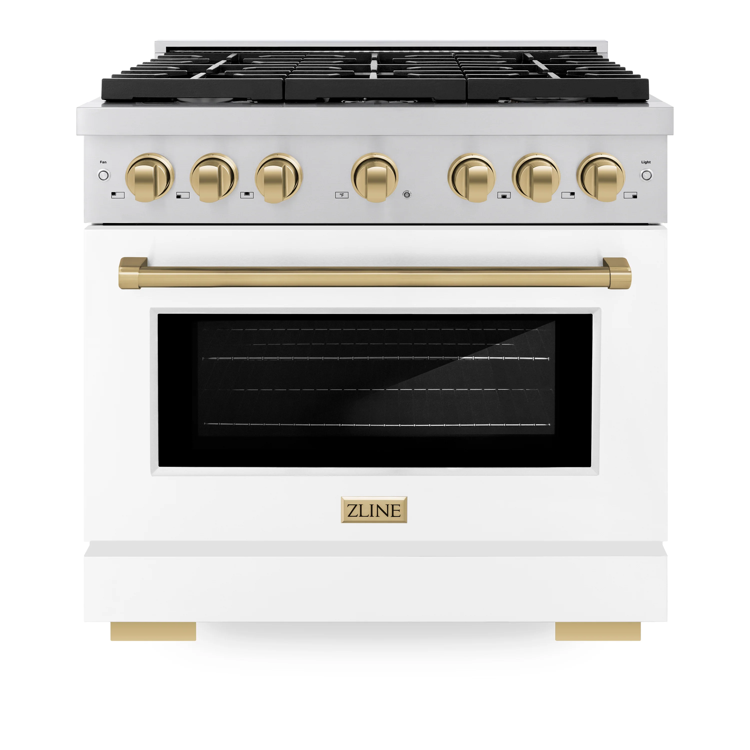 ZLINE Autograph Edition 36 in. 5.2 cu. ft. Paramount Dual Fuel Range with 6 Burner Gas Cooktop and Electric Convection Oven in Stainless Steel with White Matte Door and Champagne Bronze Accents, Open Box-Great Condition - Image 3