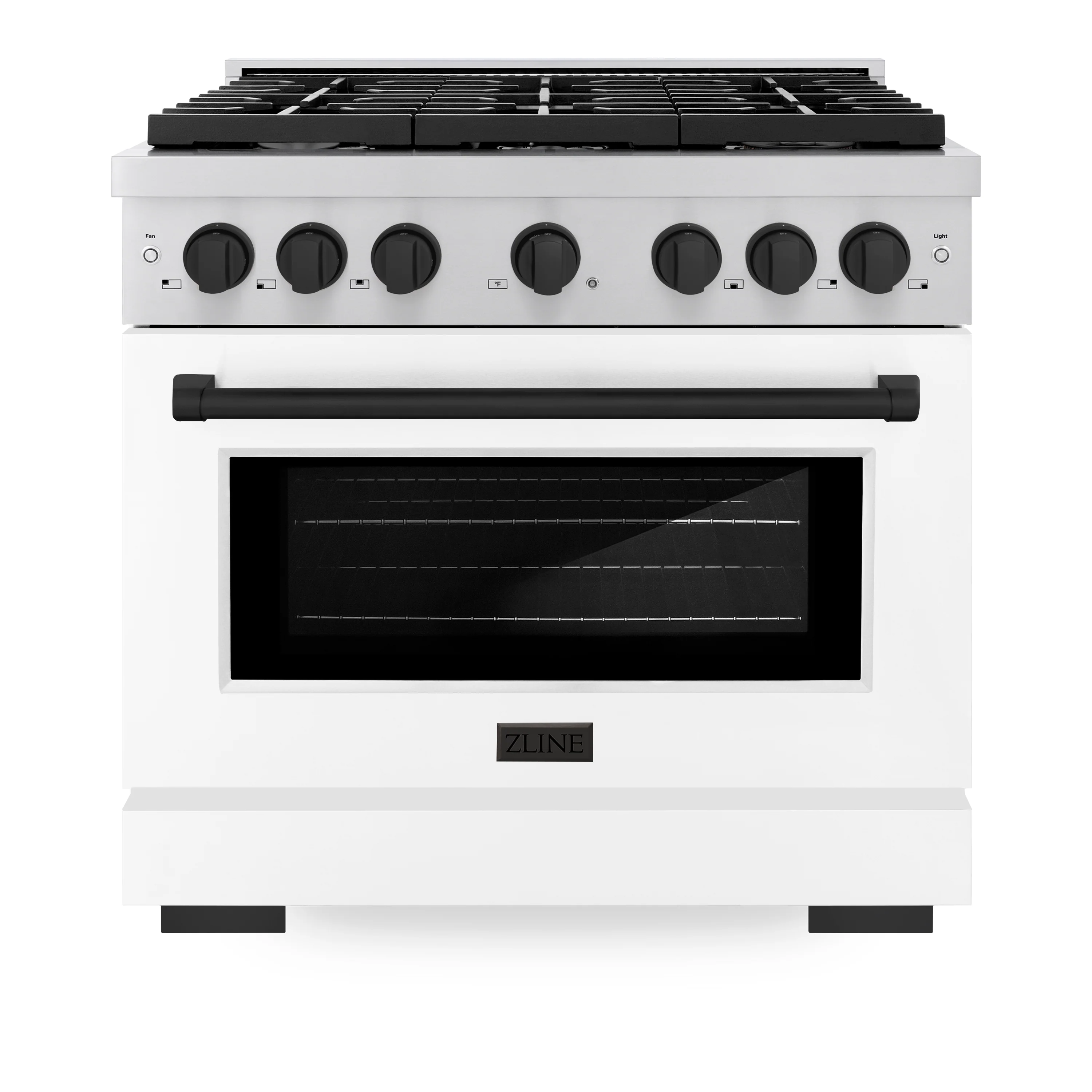 ZLINE Autograph Edition 36 in. 5.2 cu. ft. Paramount Dual Fuel Range with 6 Burner Gas Cooktop and Electric Convection Oven in Stainless Steel with White Matte Door and Matte Black Accents, Open Box-Great Condition - Image 4