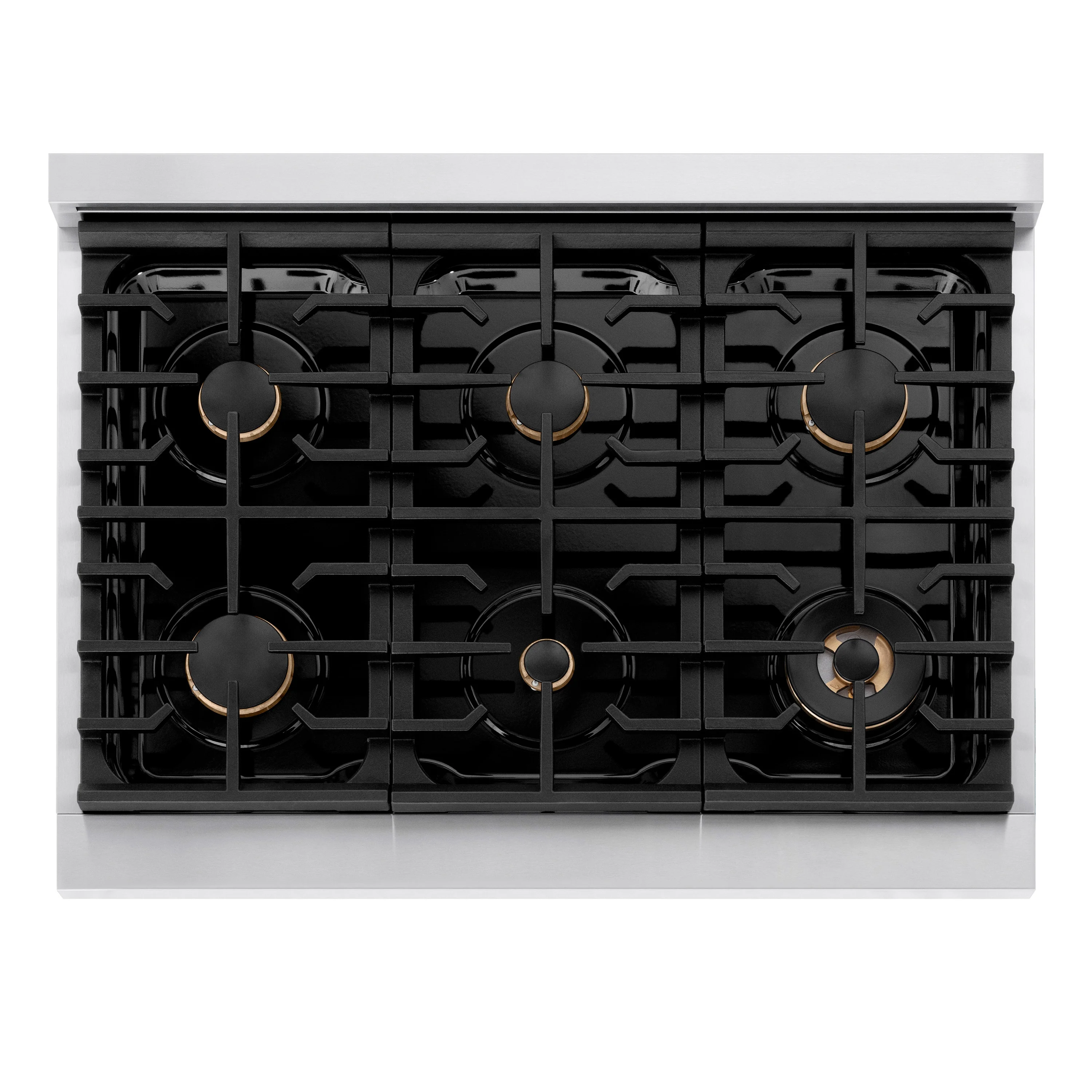 ZLINE Autograph Edition 36 in. 5.2 cu. ft. Paramount Dual Fuel Range with 6 Burner Gas Cooktop and Electric Convection Oven in Stainless Steel with White Matte Door and Polished Gold Accents, Open Box-Great Condition - Image 2