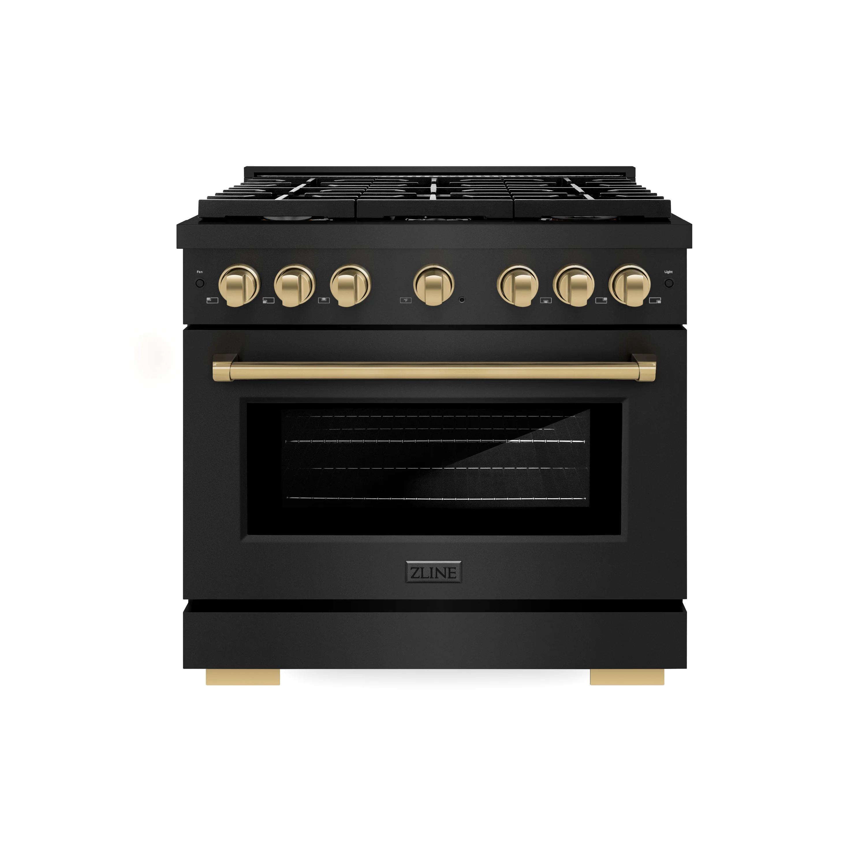 ZLINE Autograph Edition 36 in. 5.2 cu. ft. Paramount Gas Range with 6 Burner Cooktop and Convection Gas Oven in Black Stainless Steel and Champagne Bronze Accents, Open Box-Great Condition - Image 3