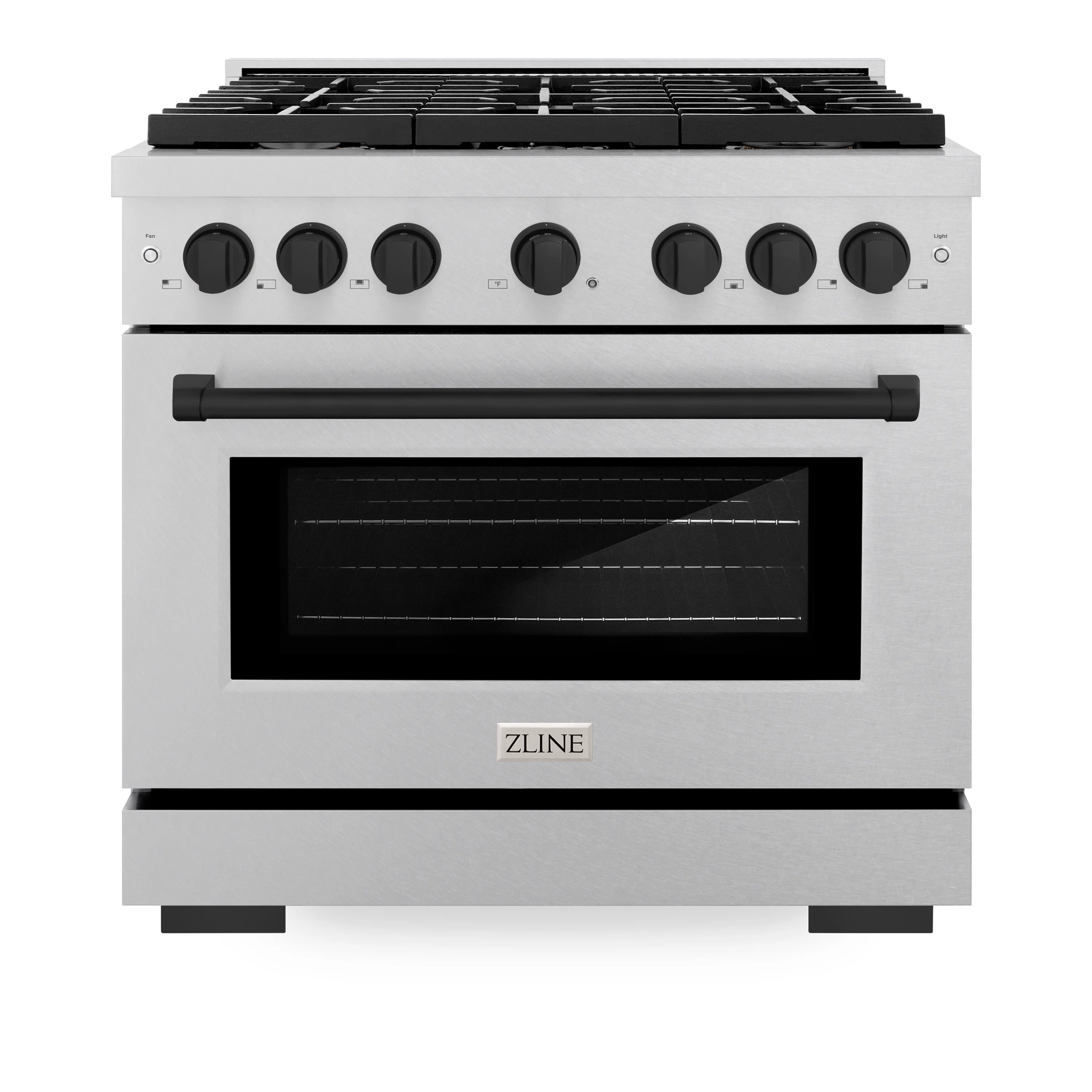 ZLINE Autograph Edition 36 in. 5.2 cu. ft. Paramount Gas Range with 6 Burner Cooktop and Convection Gas Oven in Satin Stainless Steel and Matte Black Accents, Open Box-Great Condition - Image 4