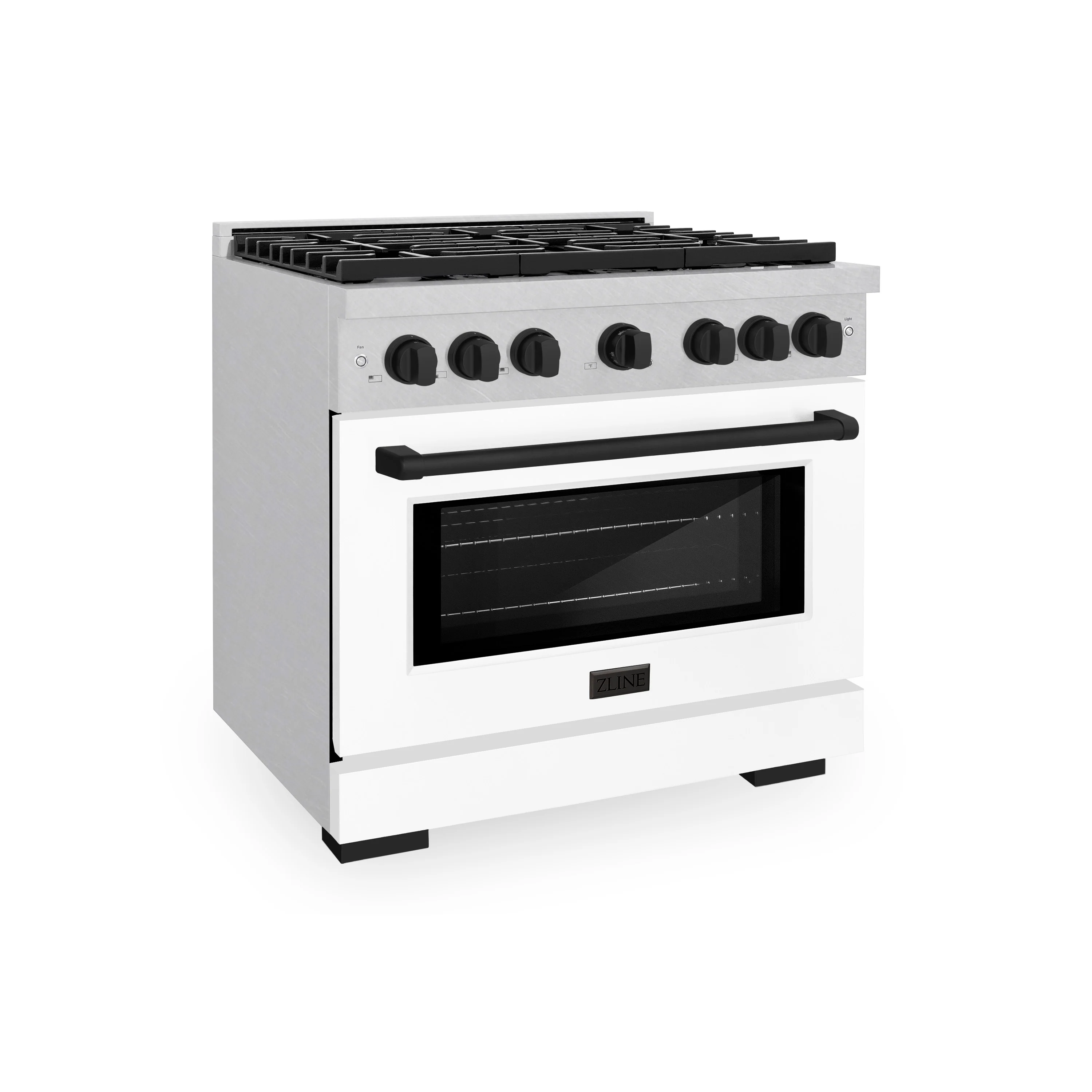 ZLINE Autograph Edition 36 in. 5.2 cu. ft. Paramount Gas Range with 6 Burner Cooktop and Convection Gas Oven in Satin Stainless Steel with White Matte Door and Matte Black Accents, Open Box-Great Condition