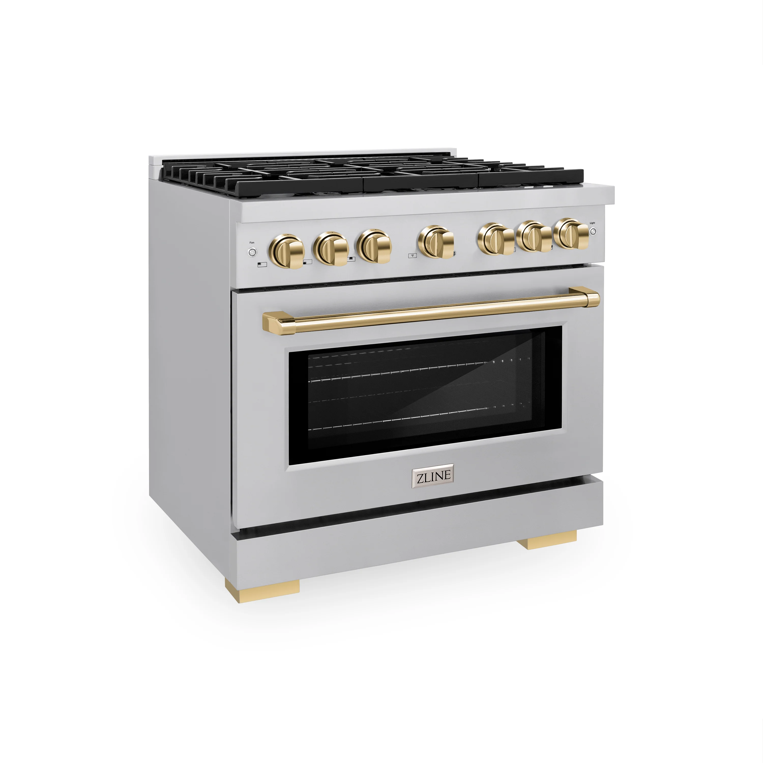 ZLINE Autograph Edition 36 in. 5.2 cu. ft. Paramount Gas Range with 6 Burner Cooktop and Convection Gas Oven in Stainless Steel and Polished Gold Accents, Open Box-Great Condition