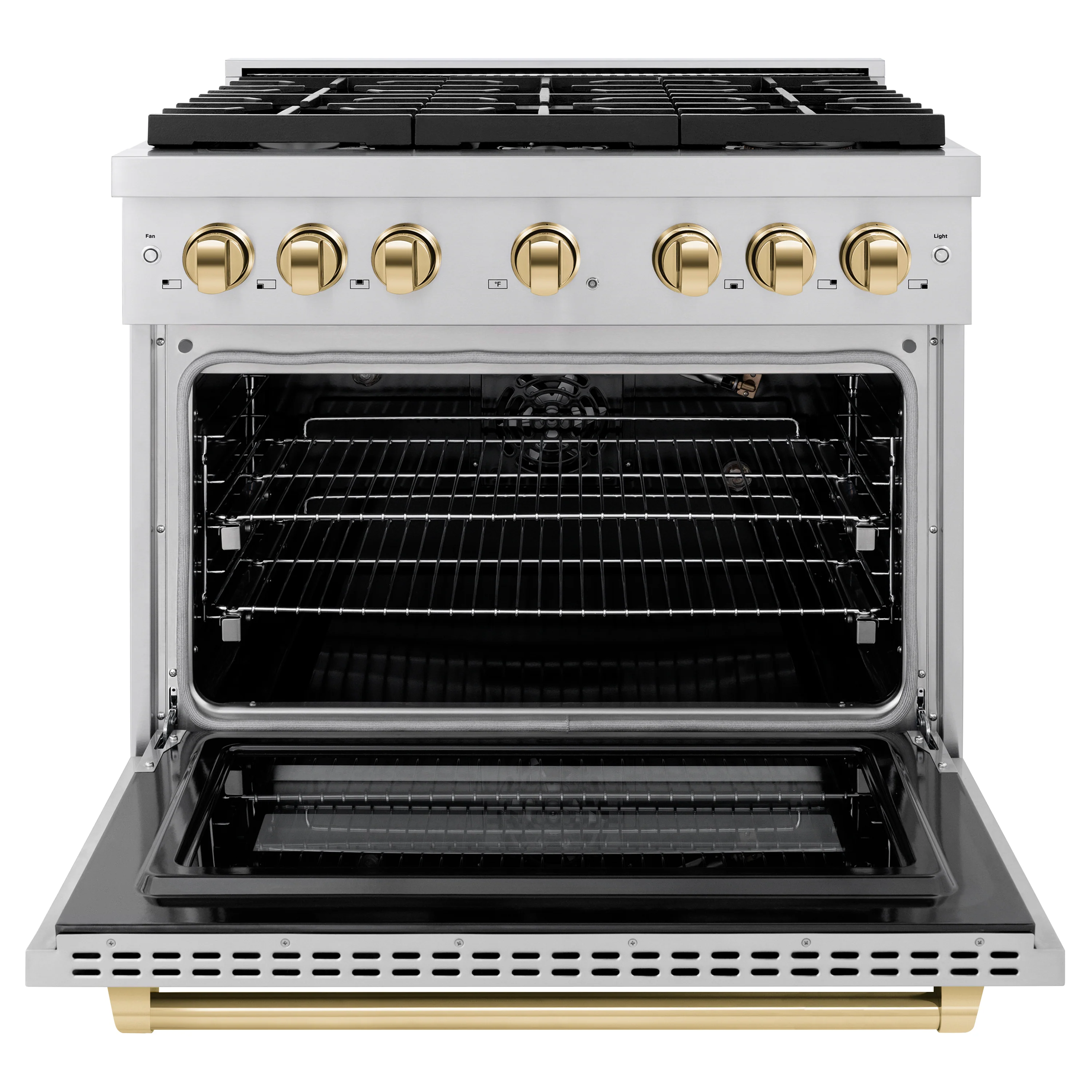 ZLINE Autograph Edition 36 in. 5.2 cu. ft. Paramount Gas Range with 6 Burner Cooktop and Convection Gas Oven in Stainless Steel and Polished Gold Accents, Open Box-Great Condition - Image 5