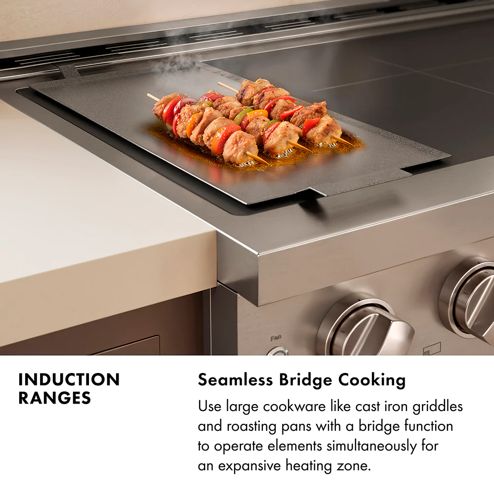ZLINE Autograph Edition 36 in. 5.2 cu. ft. Paramount Induction Range with 5 Element Cooktop and Electric Convection Oven in Black Stainless Steel with Champagne Bronze Accents (SINRBZ-36-CB) - Image 9