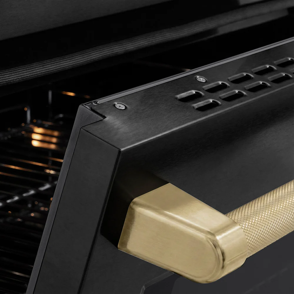 ZLINE Autograph Edition 36 in. 5.2 cu. ft. Paramount Induction Range with 5 Element Cooktop and Electric Convection Oven in Black Stainless Steel with Champagne Bronze Helix Handle and Knob Accents (SINRBZ-36-KCB) - Image 6