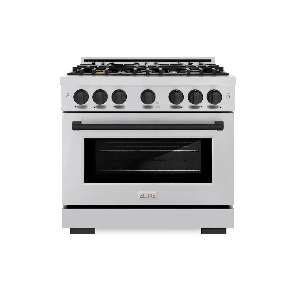 ZLINE Autograph Edition 36 in. 5.2 cu. ft. Select Gas Range with 6 Burner Cooktop and Convection Gas Oven in Stainless Steel and Matte Black Accents, Open Box-Great Condition - Image 3