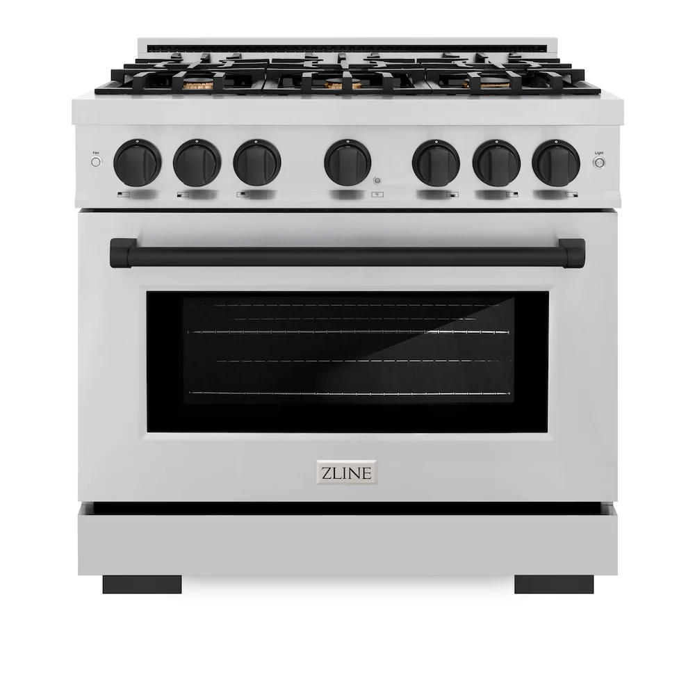 ZLINE Autograph Edition 36 in. 5.2 cu. ft. Select Gas Range with 6 Burner Cooktop and Convection Gas Oven in Stainless Steel and Matte Black Accents, Open Box-Great Condition - Image 4