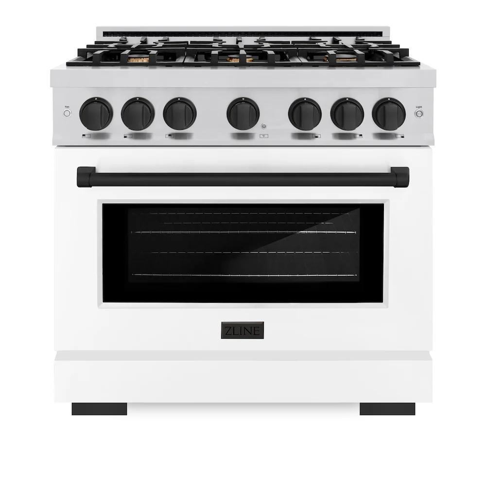 ZLINE Autograph Edition 36 in. 5.2 cu. ft. Select Gas Range with 6 Burner Cooktop and Convection Gas Oven in Stainless Steel with White Matte Door and Matte Black Accents, Open Box-Great Condition - Image 4