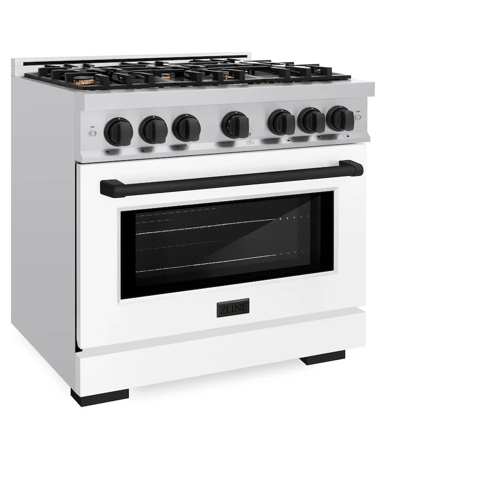 ZLINE Autograph Edition 36 in. 5.2 cu. ft. Select Gas Range with 6 Burner Cooktop and Convection Gas Oven in Stainless Steel with White Matte Door and Matte Black Accents, Open Box-Great Condition - Image 6