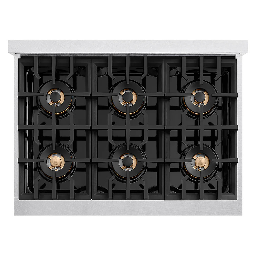 ZLINE Autograph Edition 36 in. Classic Gas Rangetop with 6 Burner DuoPro™ Cooktop in Satin Stainless Steel and Matte Black Accents, Open Box-Great Condition - Image 2
