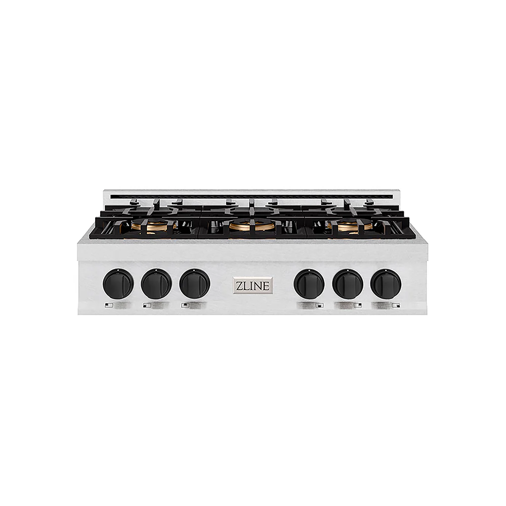 ZLINE Autograph Edition 36 in. Classic Gas Rangetop with 6 Burner DuoPro™ Cooktop in Satin Stainless Steel and Matte Black Accents, Open Box-Great Condition - Image 3