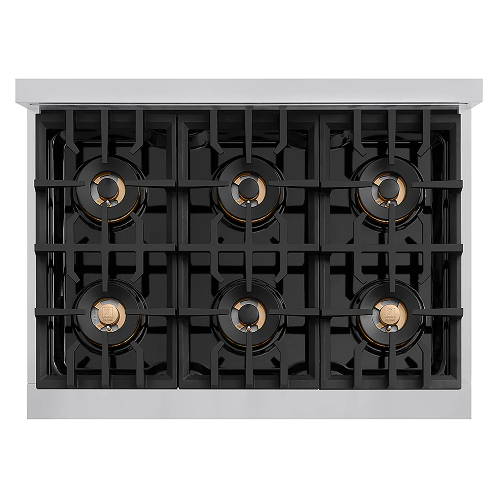 ZLINE Autograph Edition 36 in. Classic Gas Rangetop with 6 Burner DuoPro™ Cooktop in Stainless Steel and Champagne Bronze Accents, Open Box-Great Condition - Image 2