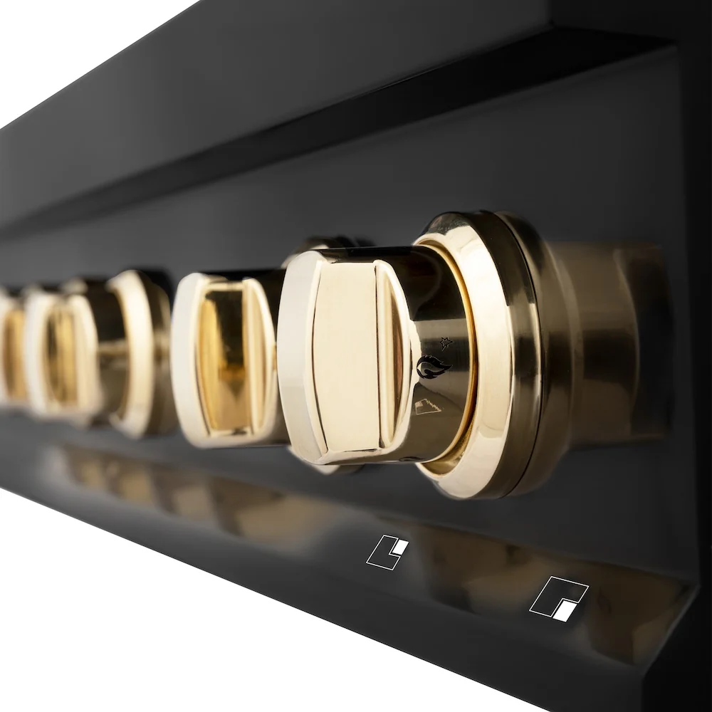 ZLINE Autograph Edition 36 in. Legacy Gas Rangetop with 6 Burners and Porcelain Cooktop in Black Stainless Steel with Polished Gold Accents, Open Box-Great Condition - Image 6