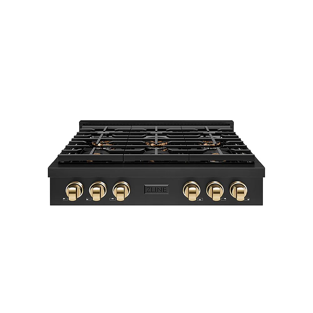 ZLINE Autograph Edition 36 in. Paramount Gas Rangetop with 6 Burner DuoPro™ Cooktop in Black Stainless Steel and Polished Gold Accents, Open Box-Great Condition - Image 3