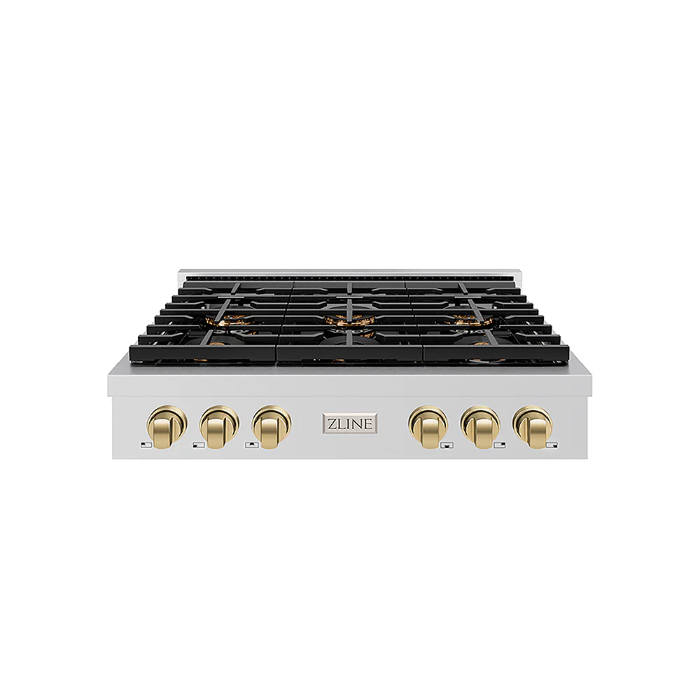 ZLINE Autograph Edition 36 in. Paramount Gas Rangetop with 6 Burner DuoPro™ Cooktop in Stainless Steel and Champagne Bronze Accents, Open Box-Great Condition - Image 3
