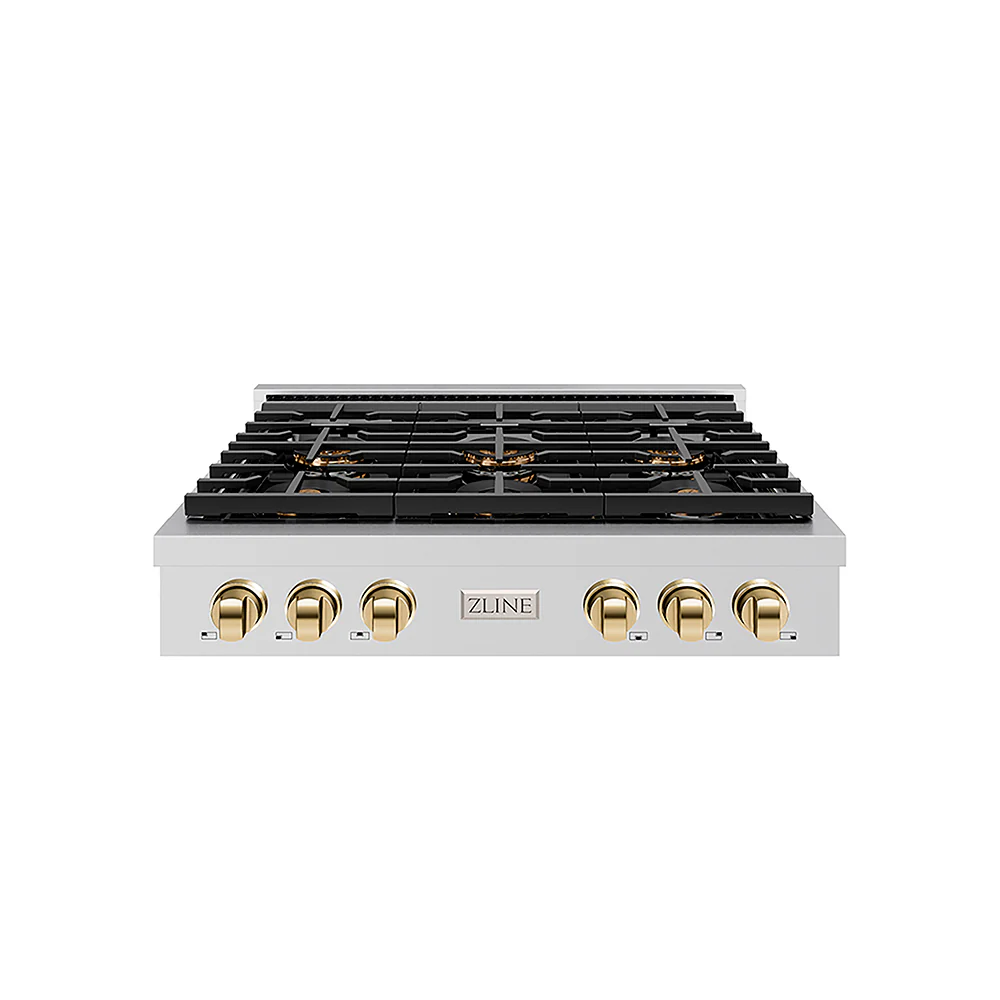 ZLINE Autograph Edition 36 in. Paramount Gas Rangetop with 6 Burner DuoPro™ Cooktop in Stainless Steel and Polished Gold Accents, Open Box-Great Condition - Image 3