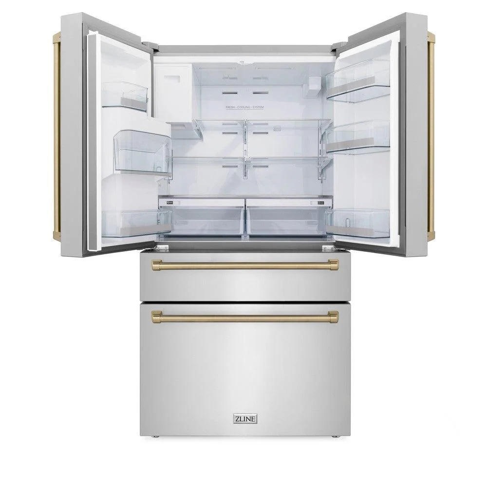 ZLINE Autograph Edition 36 in. Kitchen Package with Stainless Steel Dual Fuel Range, Range Hood, Dishwasher and Refrigeration Including External Water Dispenser with Champagne Bronze Accents (4AKPR-RARHDWM36-CB) - Image 21