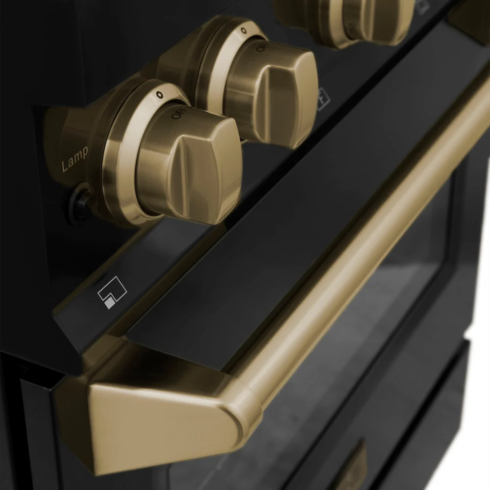 ZLINE Autograph Edition 36 in. 4.6 cu. ft. Legacy Dual Fuel Range with 6 Burner Gas Cooktop and Electric Convection Oven in Black Stainless Steel and Champagne Bronze Accents (RABZ-36-CB) - Image 7