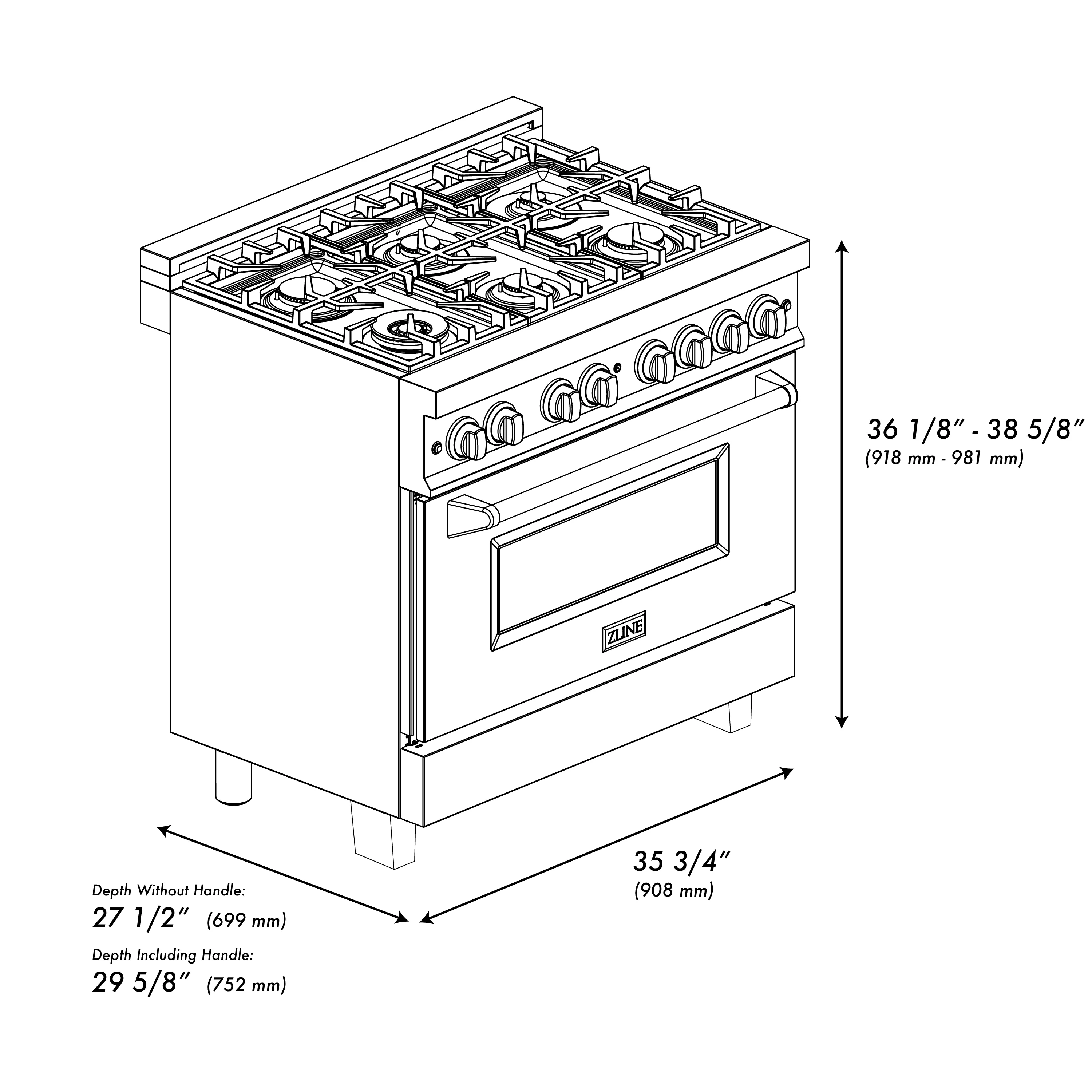 ZLINE Autograph Edition 36 in. 4.6 cu. ft. Legacy Dual Fuel Range with 6 Burner Gas Cooktop and Electric Convection Oven in Satin Stainless Steel with White Matte Door and Champagne Bronze Accents (RASZ-WM-36-CB) - Image 10