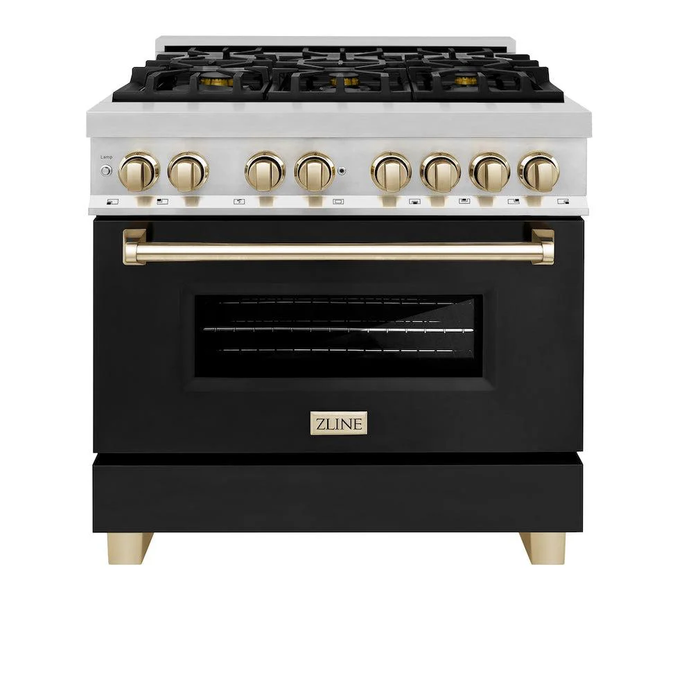 ZLINE Autograph Edition 36 in. 4.6 cu. ft. Legacy Dual Fuel Range with 6 Burner Gas Cooktop and Electric Convection Oven (RAZ-BLM-36-G) - Image 6