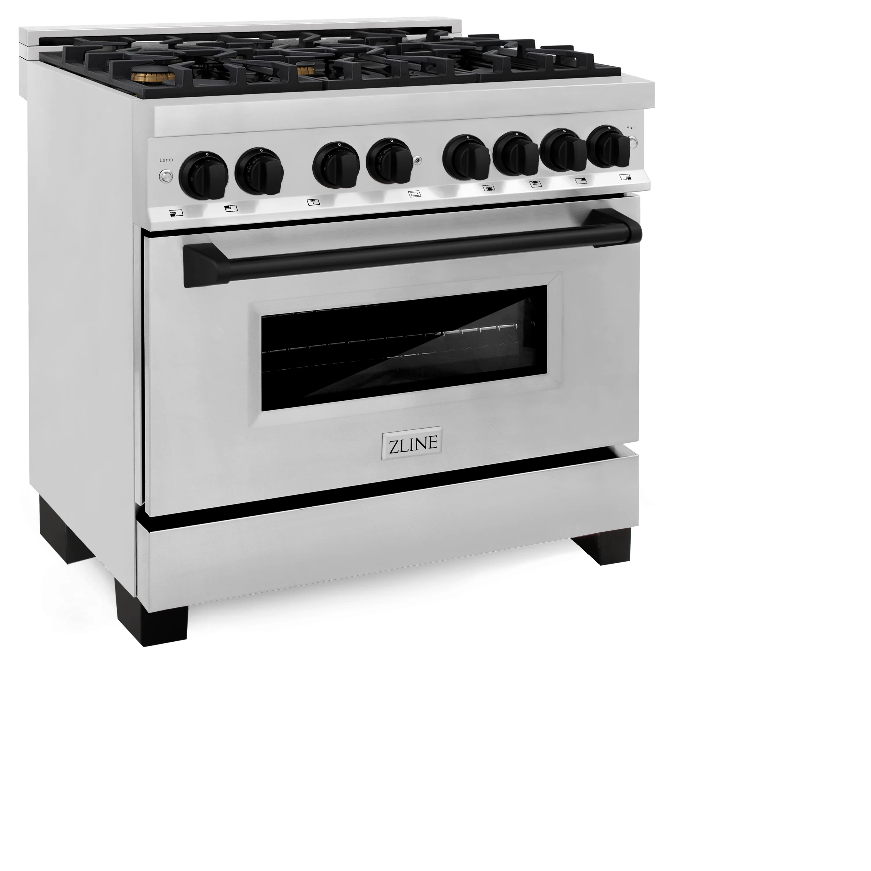 ZLINE Autograph Edition 36 in. 4.6 cu. ft. Legacy Dual Fuel Range with 6 Burner Gas Cooktop and Electric Convection Oven in Stainless Steel and Matte Black Accents (RAZ-36-MB) - Image 3
