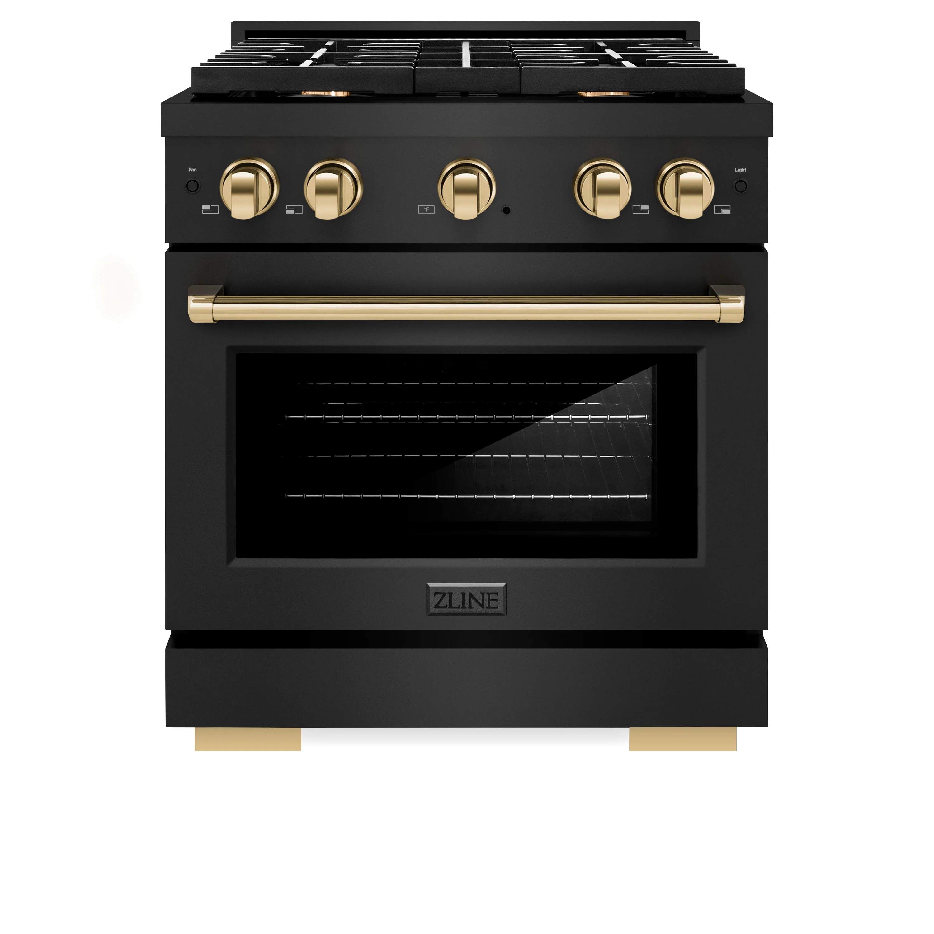 ZLINE Autograph Edition 36 in. 5.2 cu. ft. Paramount Dual Fuel Range with 6 Burner Gas Cooktop and Electric Convection Oven in Black Stainless Steel with Champagne Bronze Accents (SDRBZ-36-CB) - Image 2