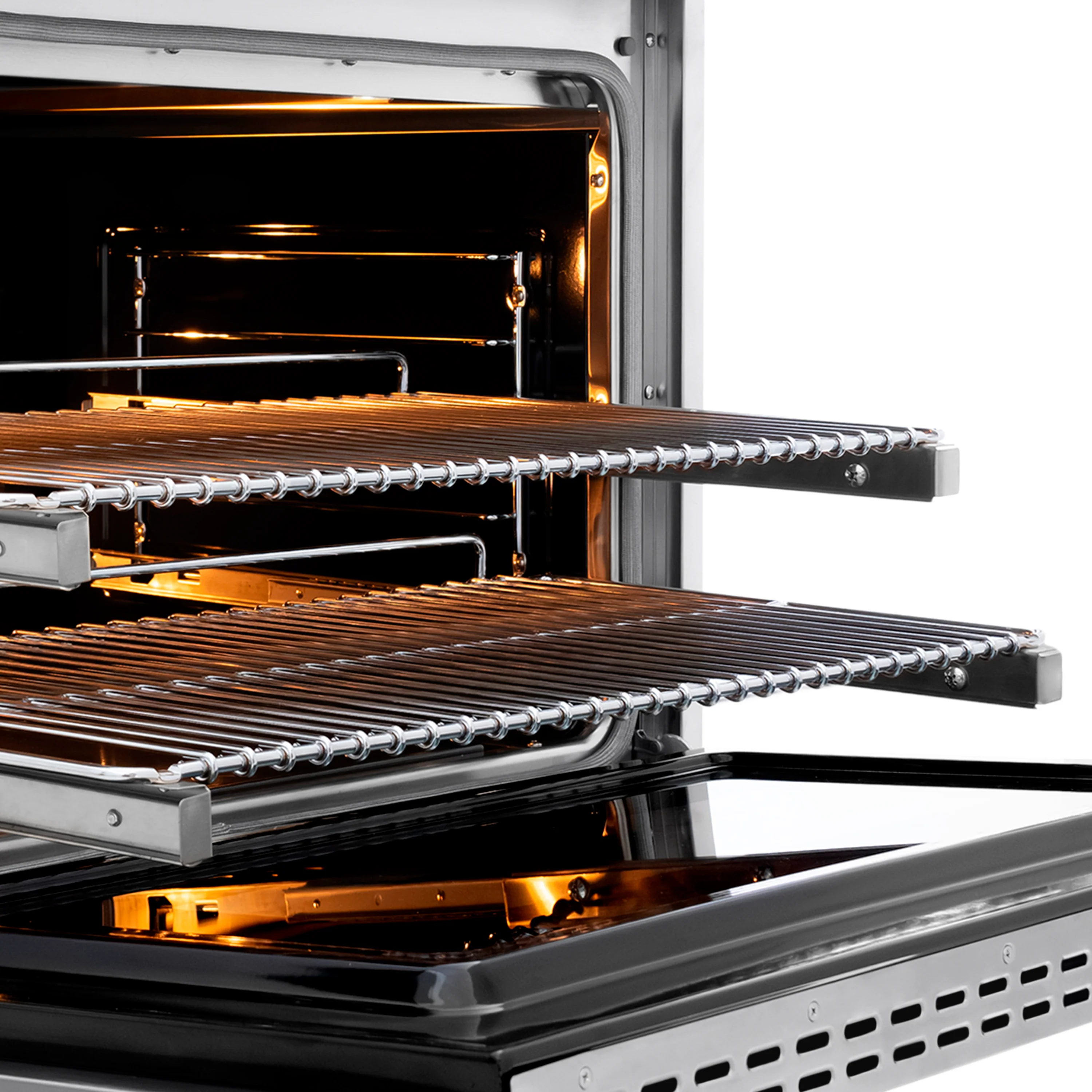 ZLINE Autograph Edition 36 in. 5.2 cu. ft. Paramount Dual Fuel Range with 6 Burner DuoPro™ Cooktop and Electric Convection Oven in Stainless Steel with Polished Gold Helix Handle and Accents (PSDRZ-36-KG) - Image 9