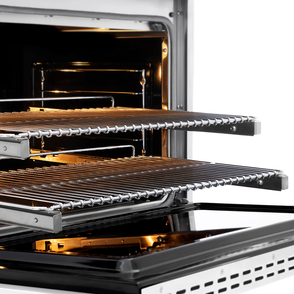 ZLINE Autograph Edition 36 in. 5.2 cu. ft. Paramount Dual Fuel Range with 6 Burner DuoPro™ Cooktop and Electric Convection Oven with White Matte Door and Champagne Bronze Accents (PSDRZ-WM-36-CB) - Image 8