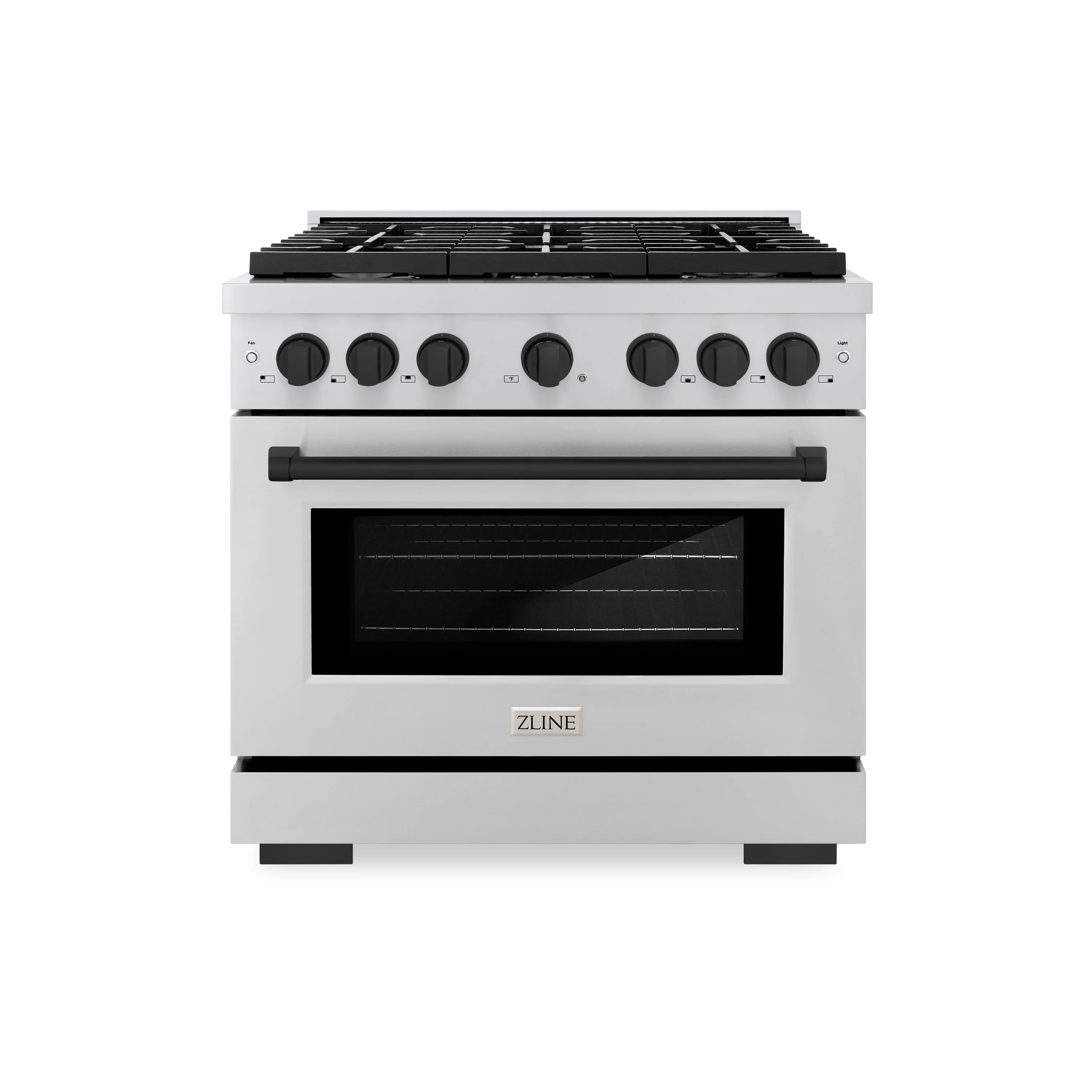 ZLINE Autograph Edition 36 in. 5.2 cu. ft. Paramount Dual Fuel Range with 6 Burner Gas Cooktop and Electric Convection Oven in Stainless Steel with Matte Black Accents (SDRZ-36-MB) - Image 2