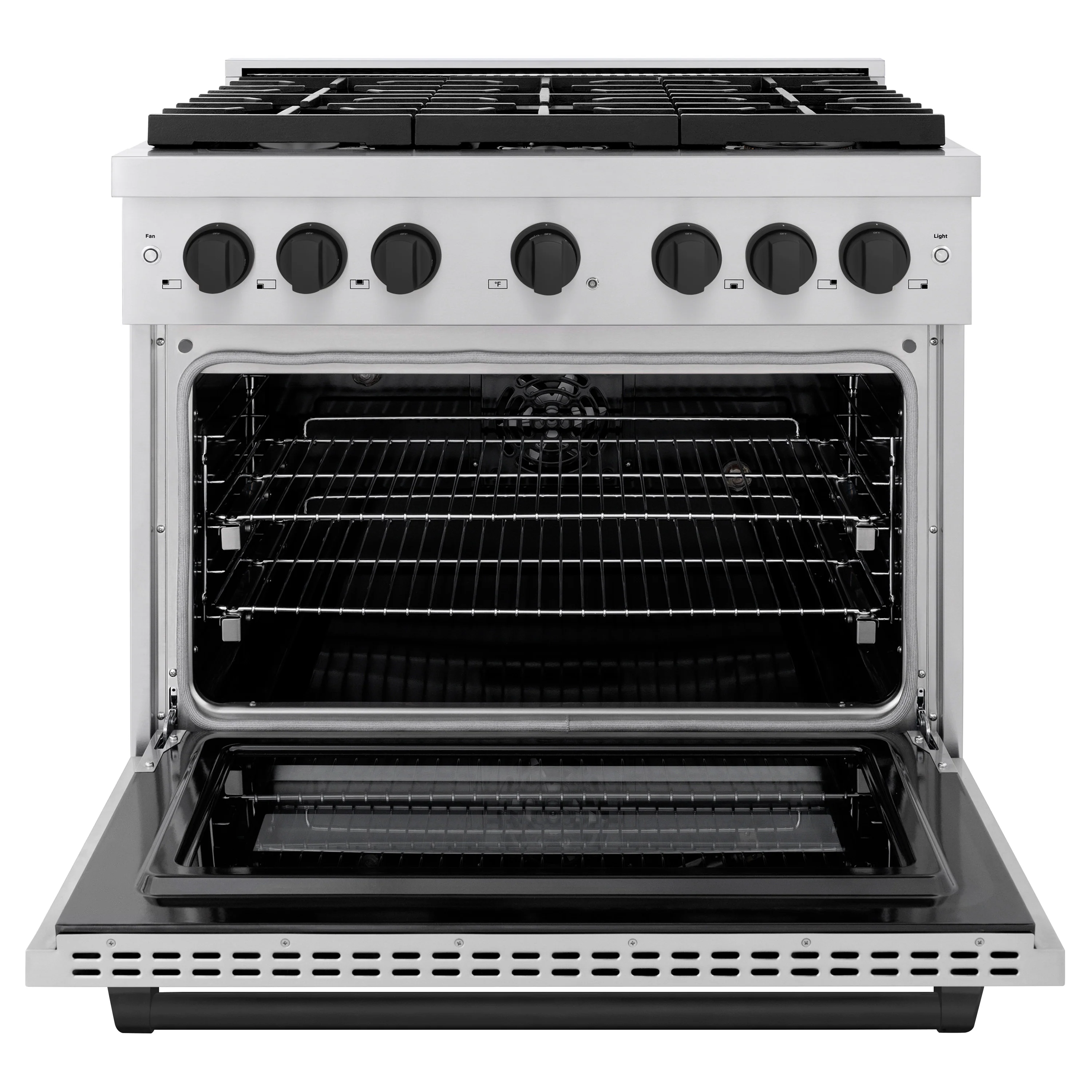 ZLINE Autograph Edition 36 in. 5.2 cu. ft. Paramount Dual Fuel Range with 6 Burner Gas Cooktop and Electric Convection Oven in Stainless Steel with Matte Black Accents (SDRZ-36-MB) - Image 4