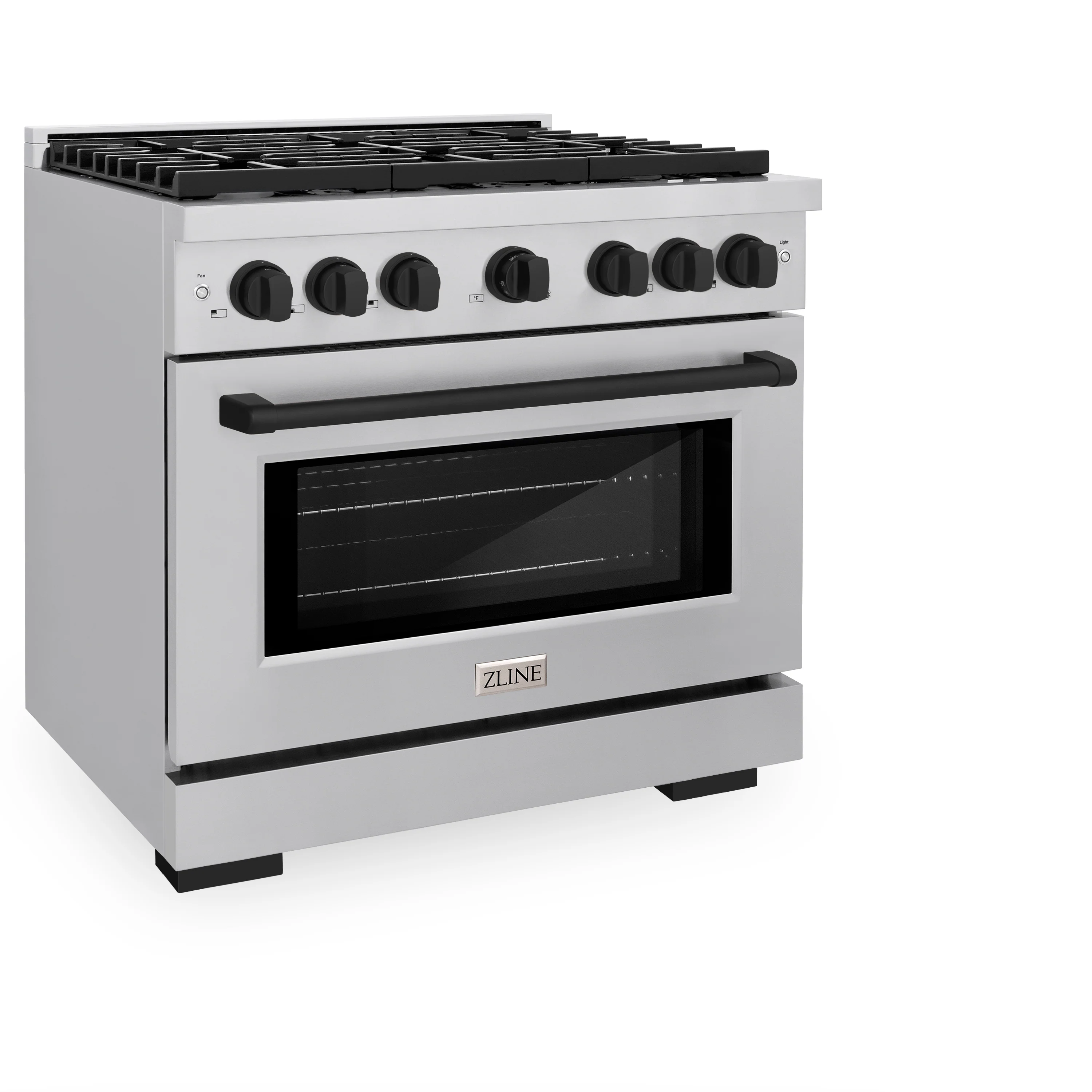 ZLINE Autograph Edition 36 in. 5.2 cu. ft. Paramount Dual Fuel Range with 6 Burner Gas Cooktop and Electric Convection Oven in Stainless Steel with Matte Black Accents (SDRZ-36-MB) - Image 5