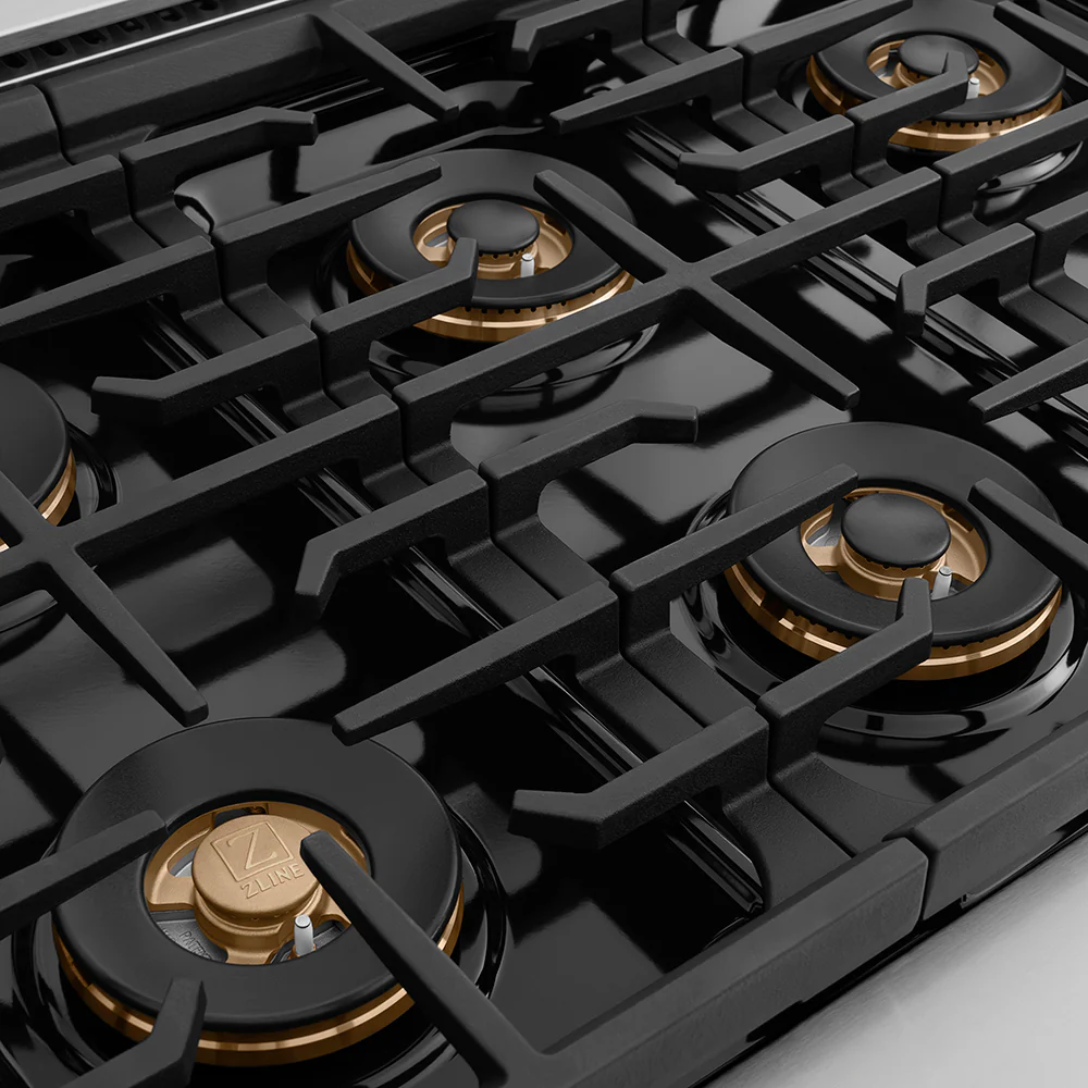 ZLINE Autograph Edition 36 in. 5.2 cu. ft. Paramount Gas Range with 6 Burner DuoPro™ Cooktop and Convection Gas Oven in Stainless Steel and Champagne Bronze Accents (PSGRZ-36-CB) - Image 5